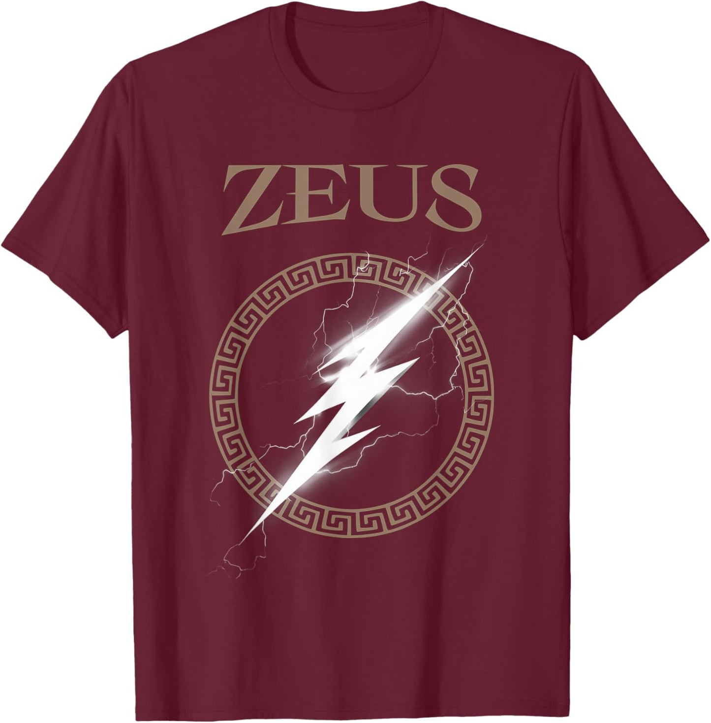 Zeus Greek God Lightning Bolt Symbol T-Shirt - T-Shirt | Maroon
