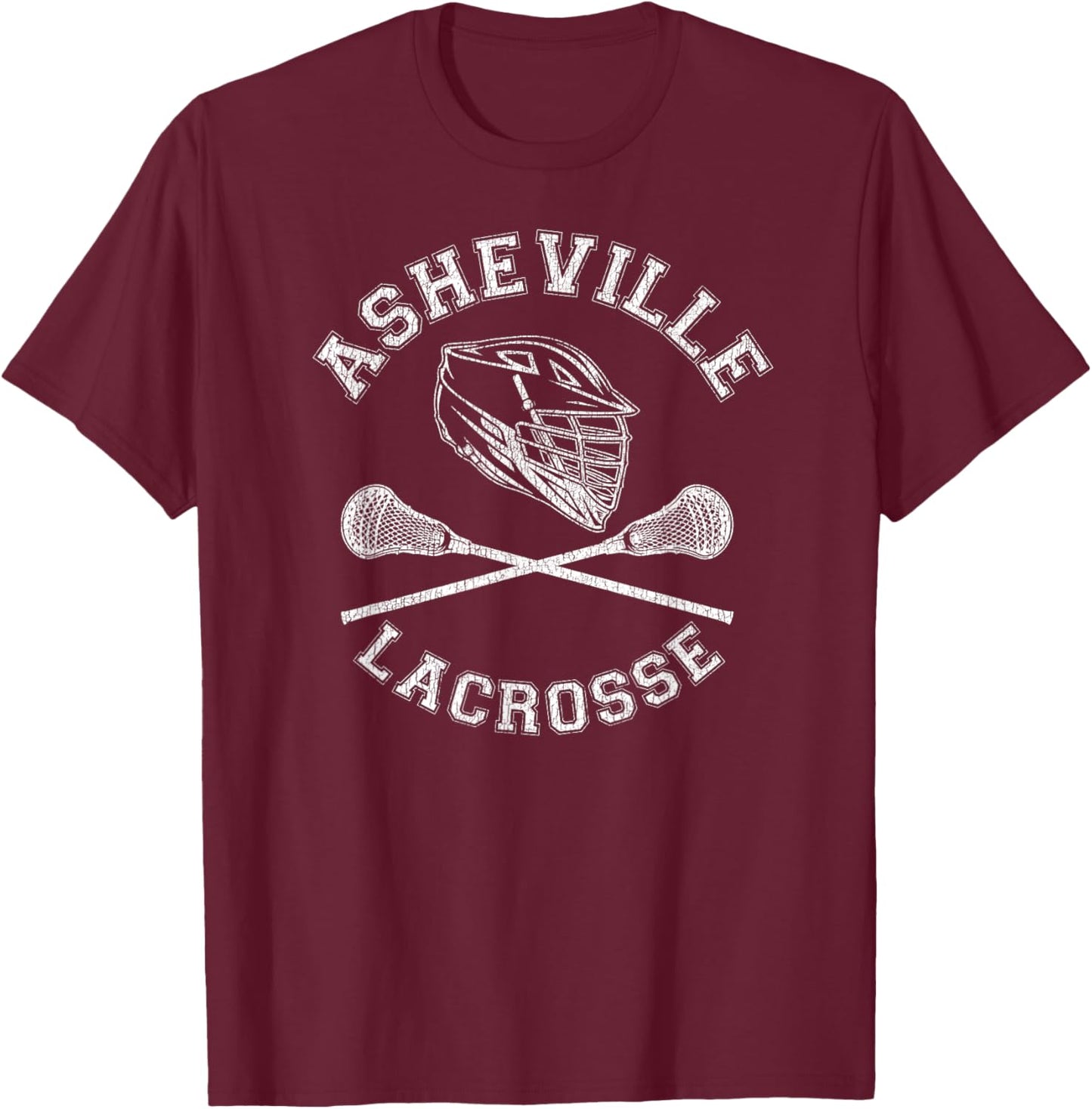 Asheville Lacrosse Vintage Distressed Retro Lax T-Shirt - T-Shirt | Maroon