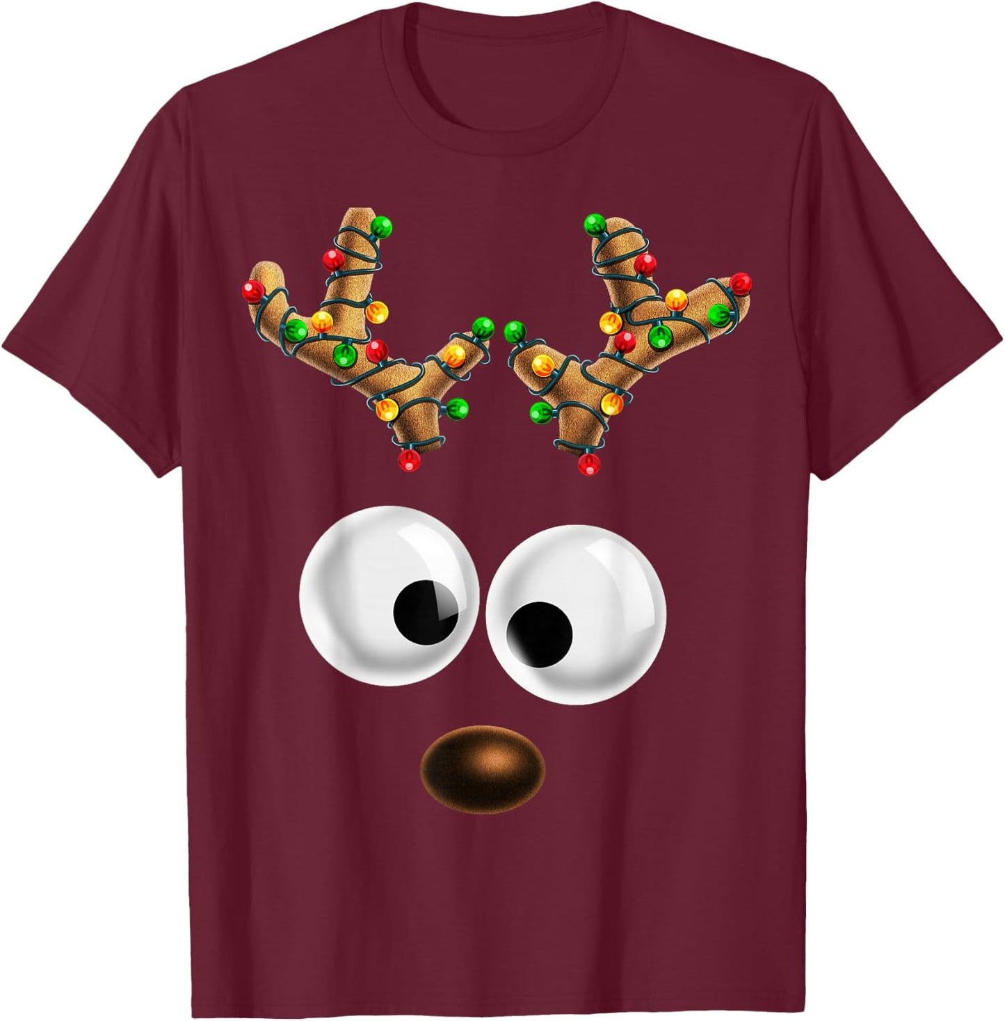 Matching Family Christmas Reindeer Face Christmas Gift Kids T-Shirt - T-Shirt | Maroon