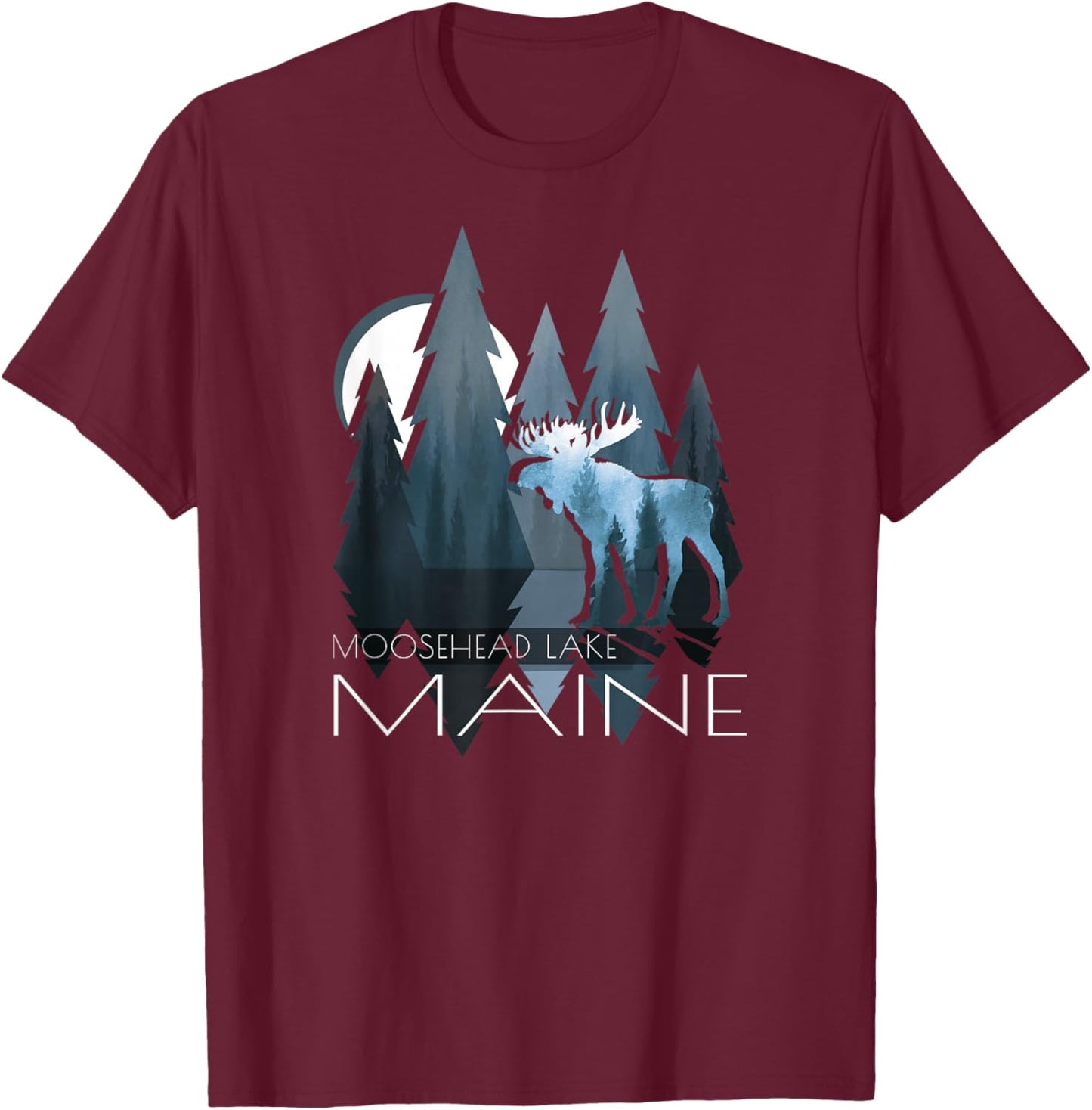 Maine - Moosehead Lake - Piscataquis - Moose In Forest T-Shirt - T-Shirt | Maroon