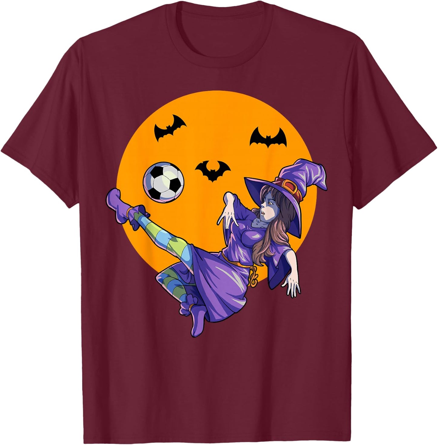 Soccer Witch Halloween Women Girls Soccer Halloween T-Shirt - T-Shirt | Maroon