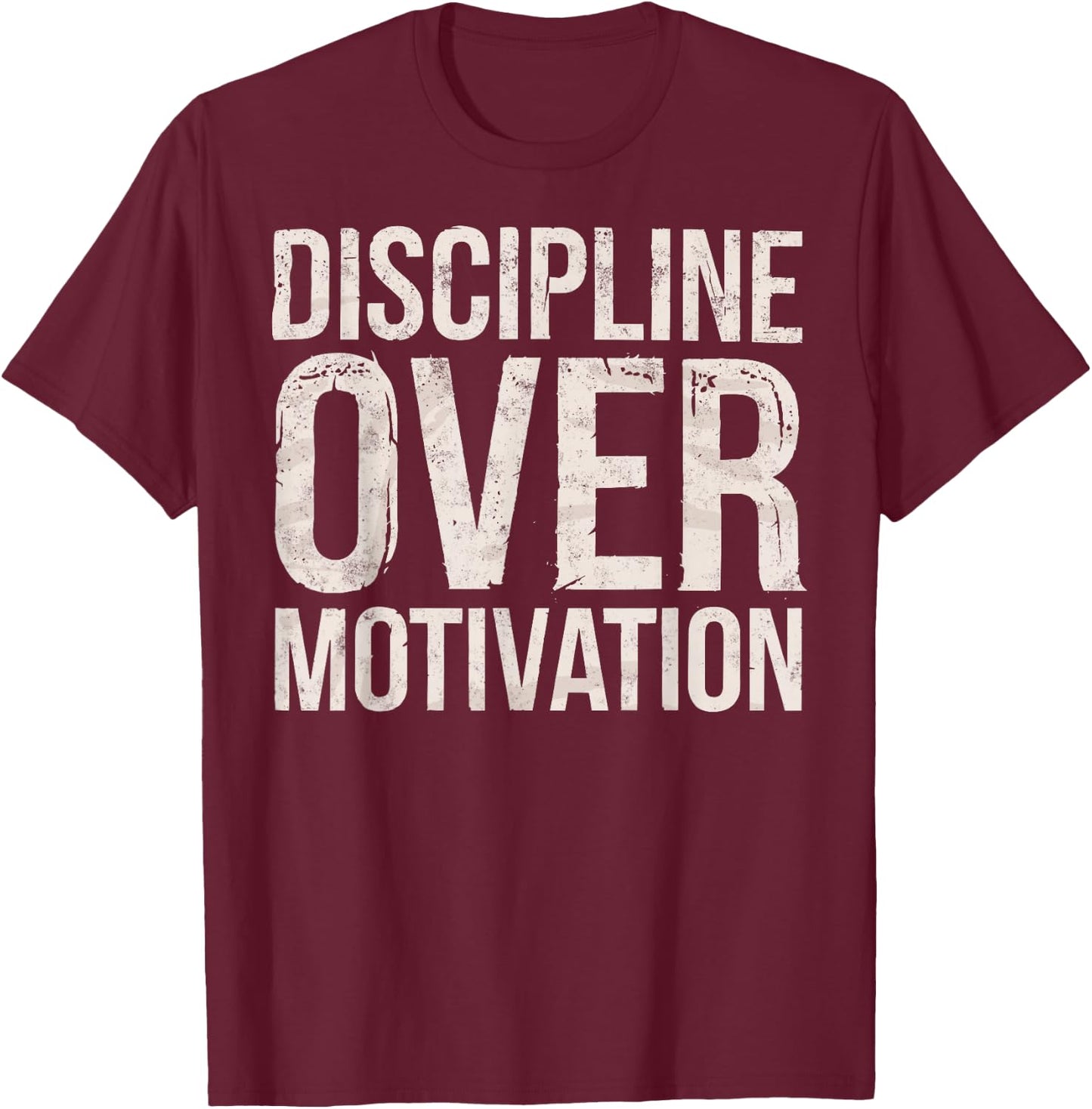 Discipline Over Motivation Gym Workout Weightlifting T-Shirt - T-Shirt | Maroon