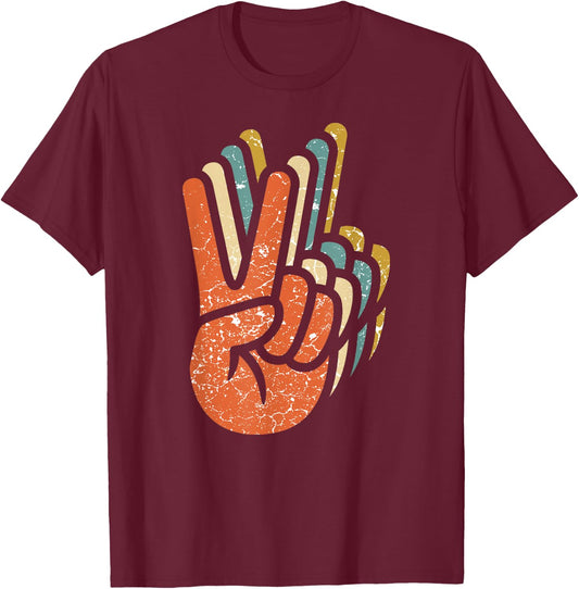 Hippie Peace 60s 70s Hippie T-Shirt - T-Shirt | Maroon