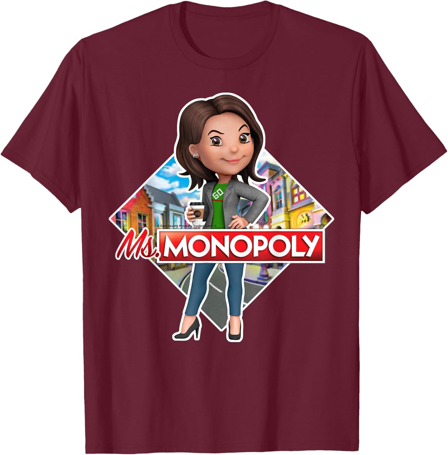 Monopoly Ms. Monopoly Board Game Logo T-Shirt - T-Shirt | Maroon