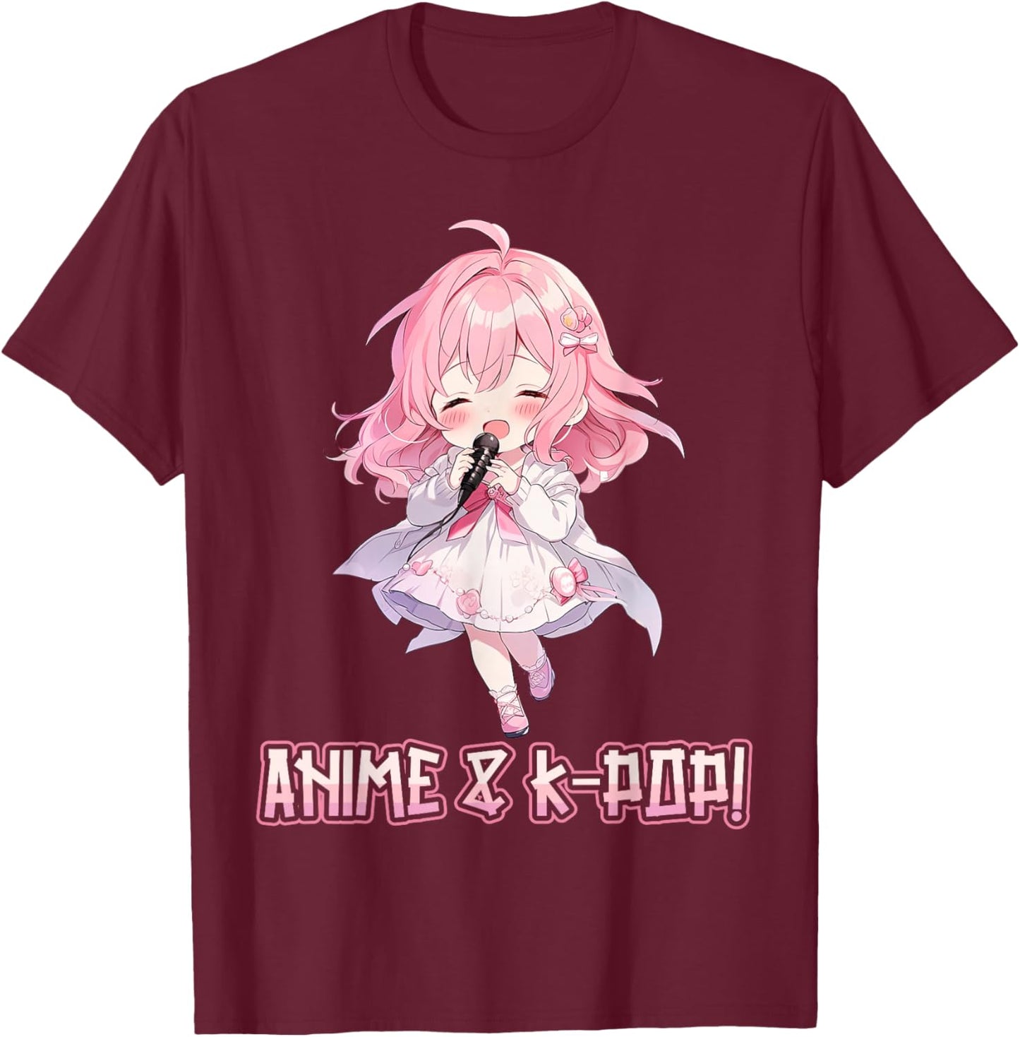 Anime and K-Pop Korean Pop Music Girl KPop Anime K-Pop Lover T-Shirt - T-Shirt | Maroon