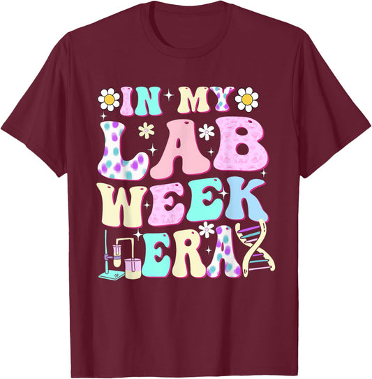 In My Lab Week Era Groovy Lab Week Party T-Shirt - T-Shirt | Maroon