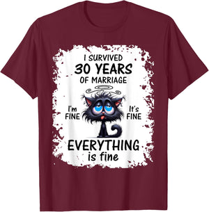 Pearl Wedding I Survived 30 Years Of Marriage T-Shirt - T-Shirt | Maroon