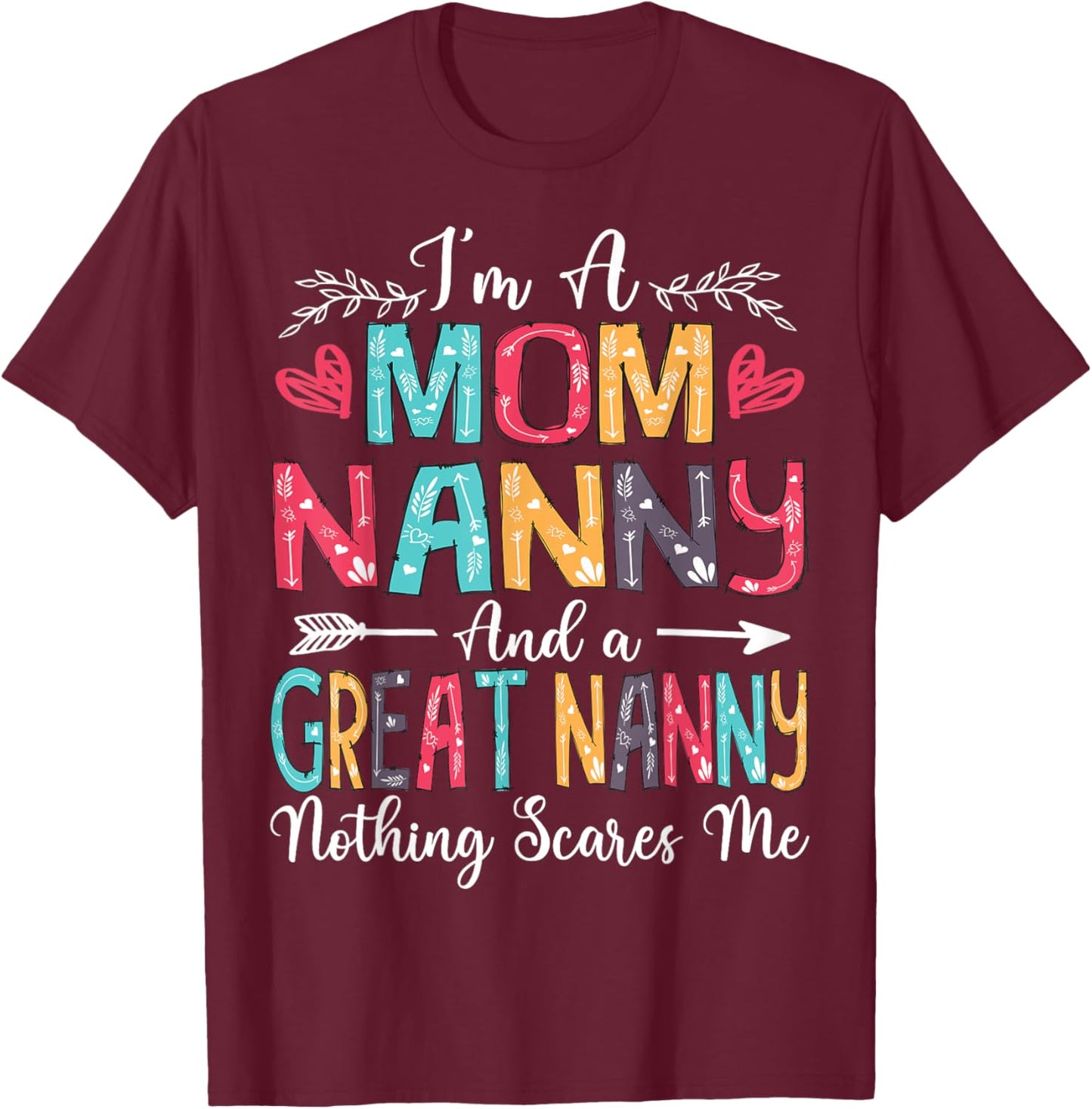 I'm A Mom Nanny And Great Nanny Mother's Day 2025 T-Shirt - T-Shirt | Maroon