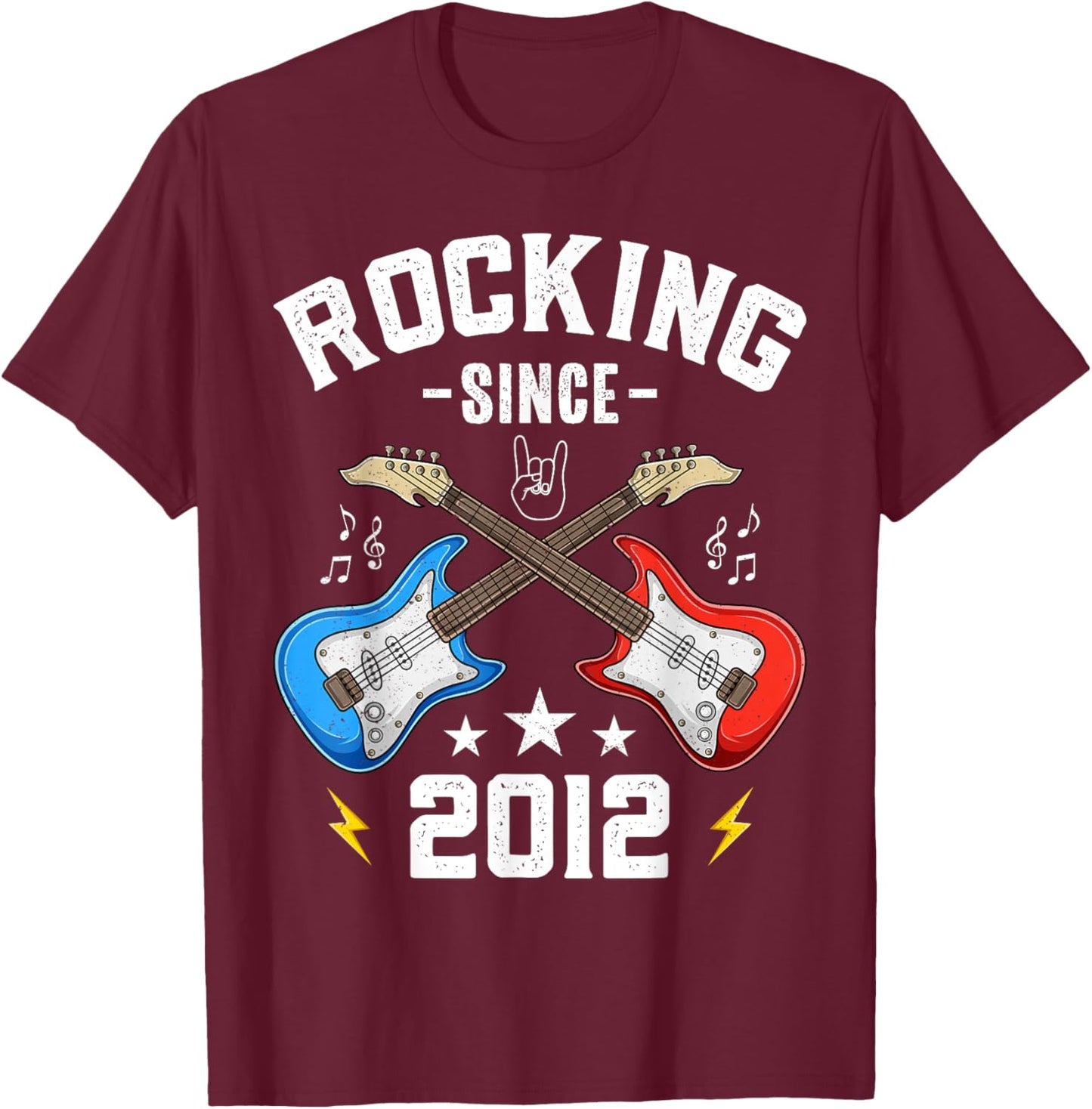 13 Year Old Rocking Since 2012 Guitar 13th Birthday T-Shirt - T-Shirt | Maroon