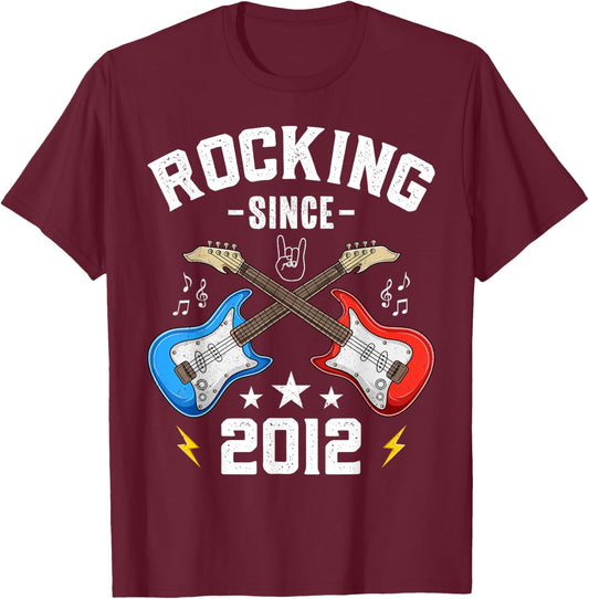 13 Year Old Rocking Since 2012 Guitar 13th Birthday T-Shirt - T-Shirt | Maroon