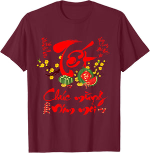 Vietnamese New Year Tet Decorations Chuc Mung Nam Moi T-Shirt - T-Shirt | Maroon