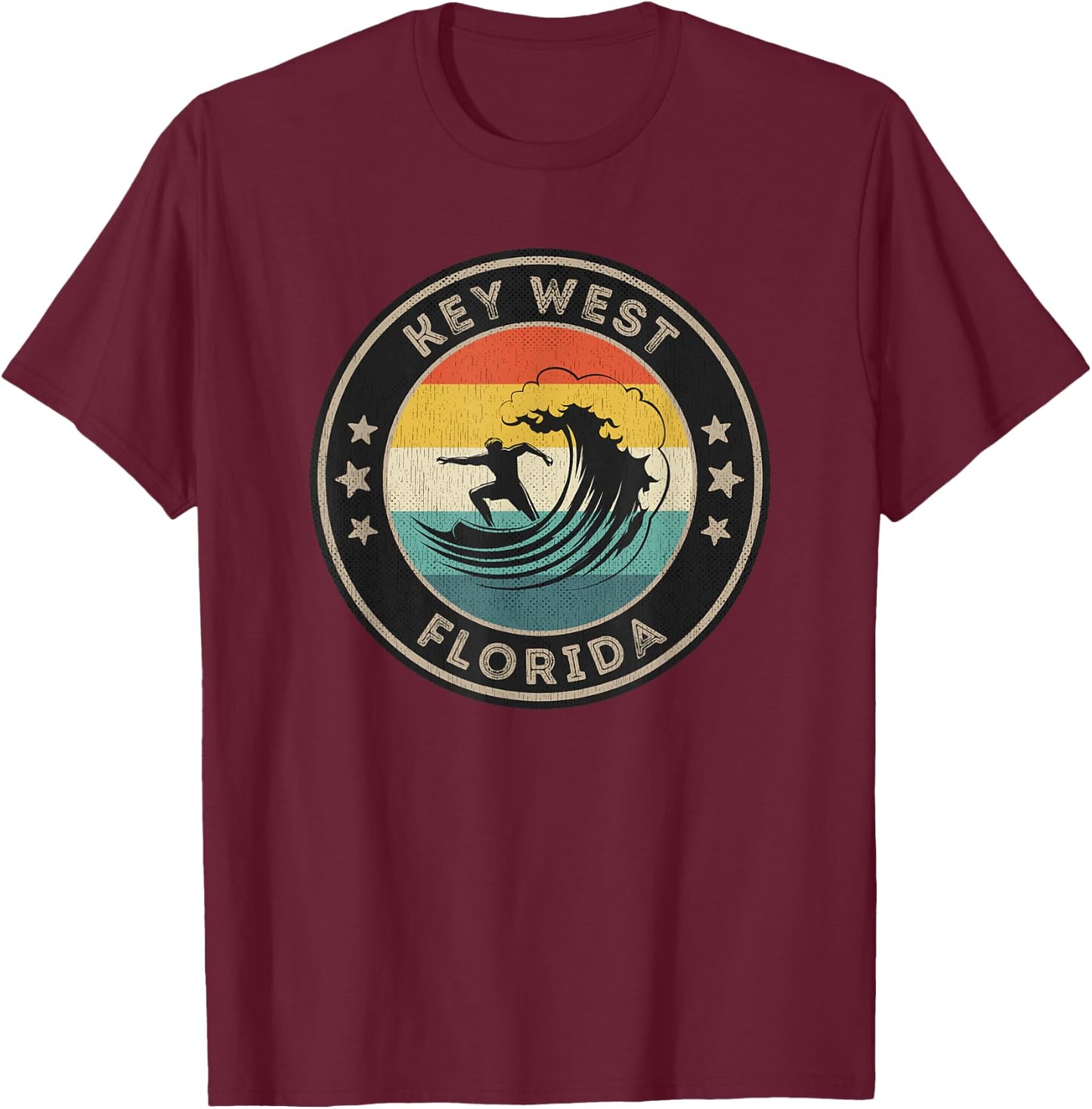 Key West Florida Outfit Retro Surfing Souvenir Key West T-Shirt - T-Shirt | Maroon