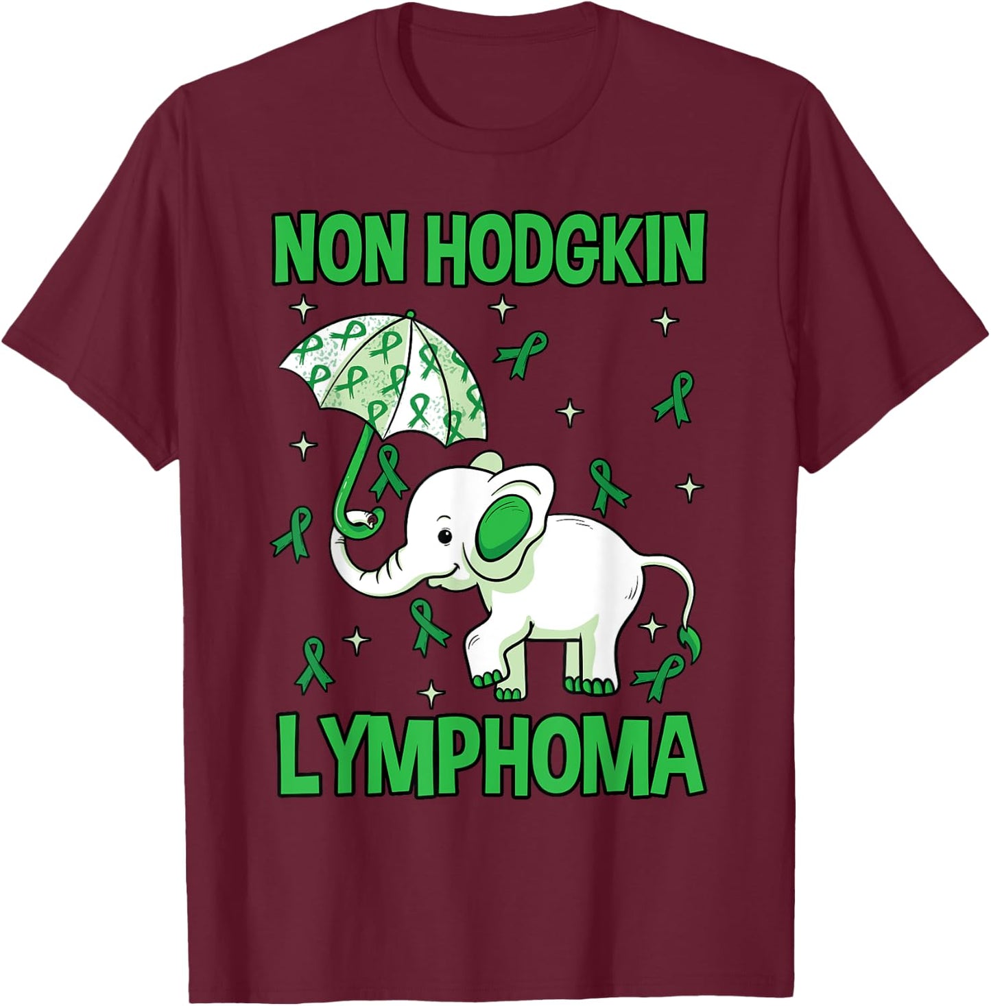 Elephant Non-Hodgkins Lymphoma Lymphocytes Green Gift T-Shirt - T-Shirt | Maroon