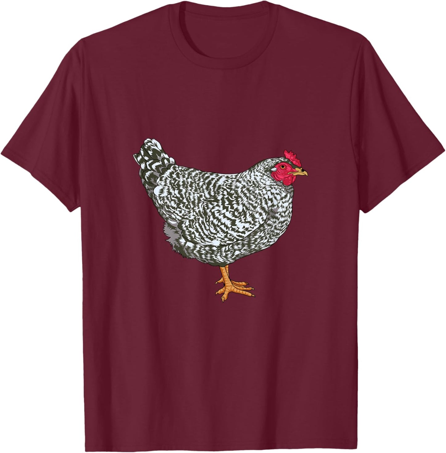 Dominique Chicken Designs Dominique Chicken Motif - Black, Small - -Adults, Kids - Short Sleeve, , Classic Fit T-Shirt - T-Shirt | Maroon