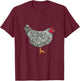 Dominique Chicken Designs Dominique Chicken Motif - Black, Small - -Adults, Kids - Short Sleeve, , Classic Fit T-Shirt - T-Shirt | Maroon