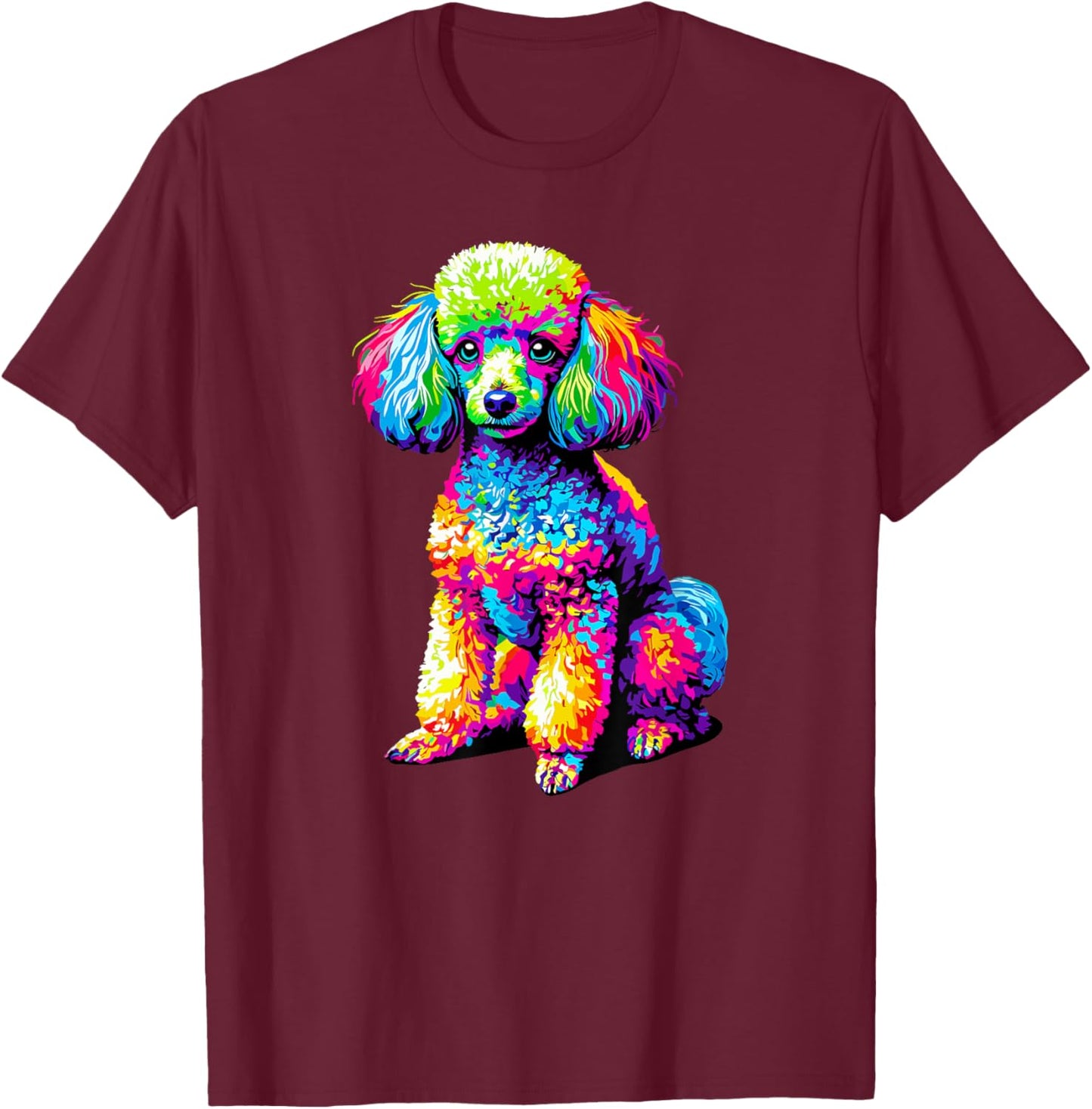 Colorful Pop Art Toy Poodle Dog Toy Poodles T-Shirt - T-Shirt | Maroon