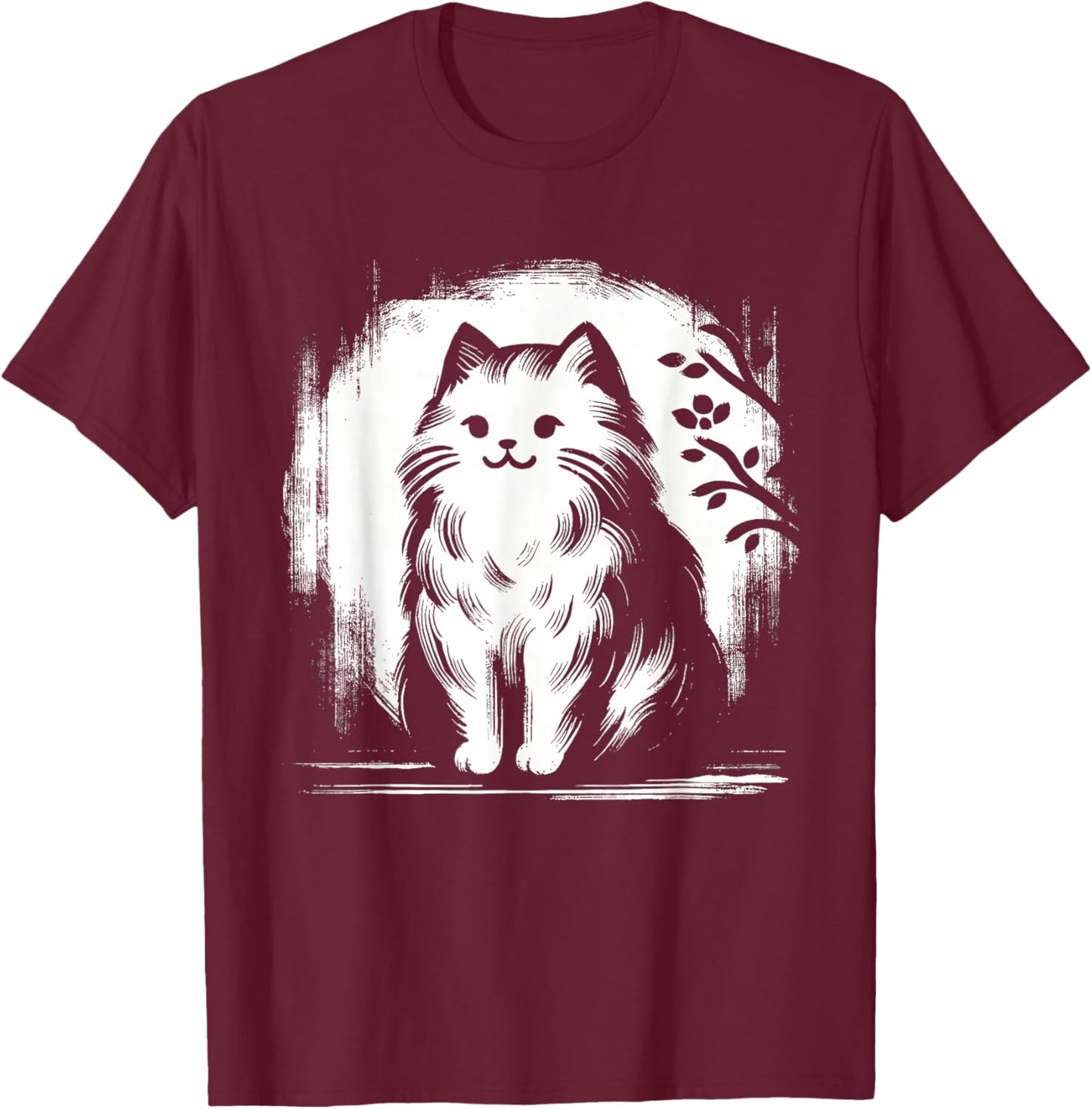 Kawaii Cat Anime Japanese Retro Men Women Kids Funny Cat T-Shirt - T-Shirt | Maroon