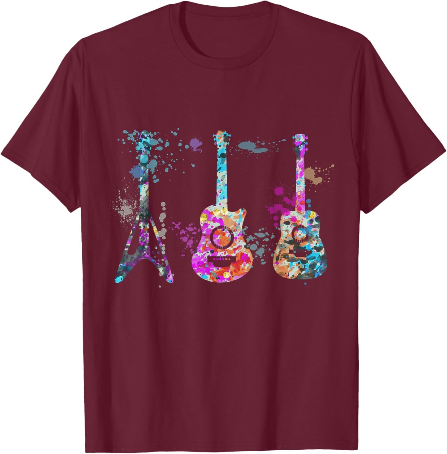 Guitar Instrument Silhouette Guitars T-Shirt - T-Shirt | Maroon