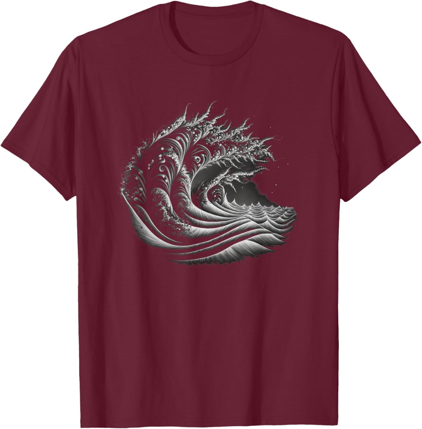 Fibonacci Sequence Wave T-Shirt - T-Shirt | Maroon