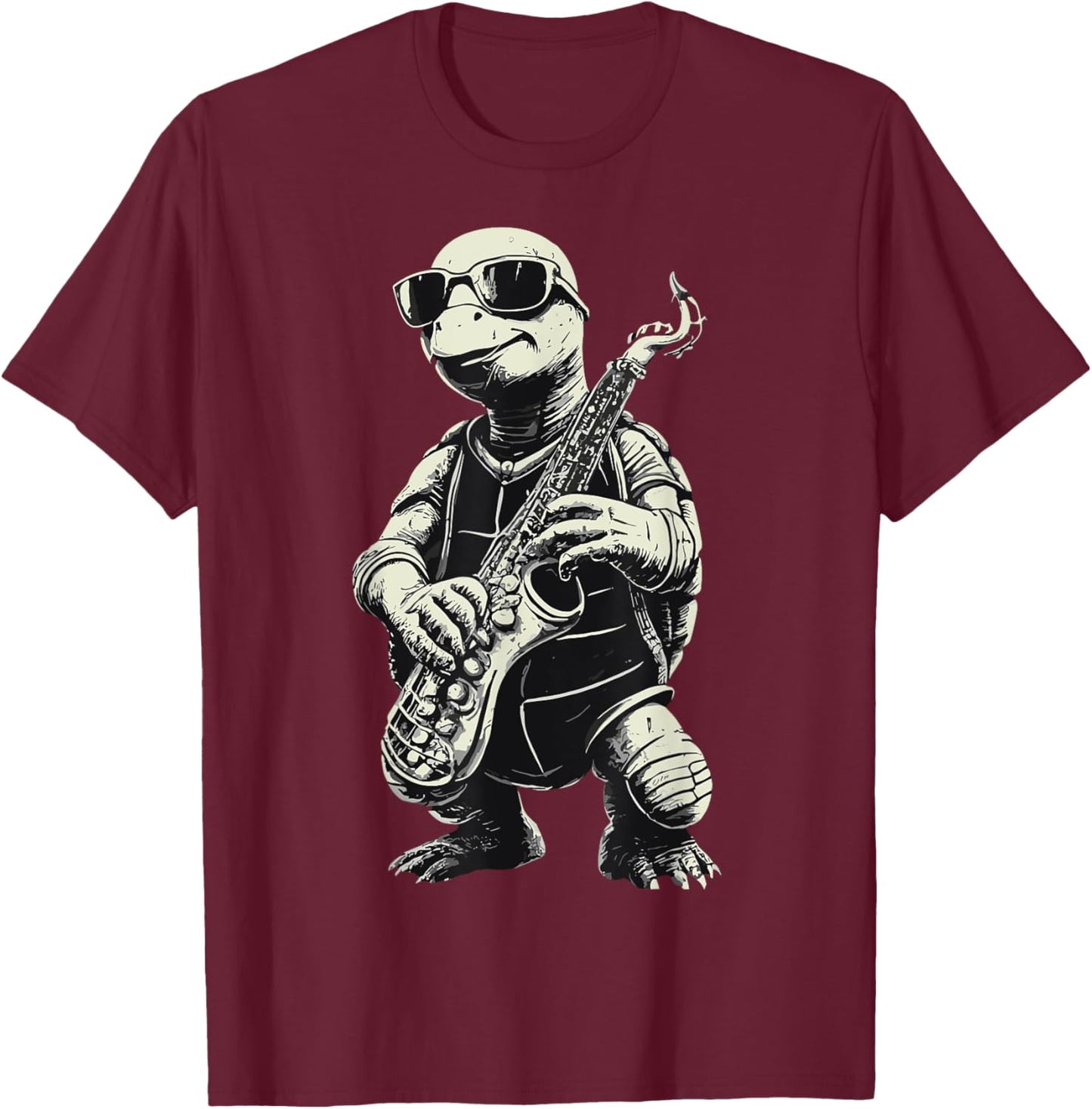Turtle Playing Saxophone Jazz Funny Saxophone Tortoise Solo T-Shirt - T-Shirt | Maroon