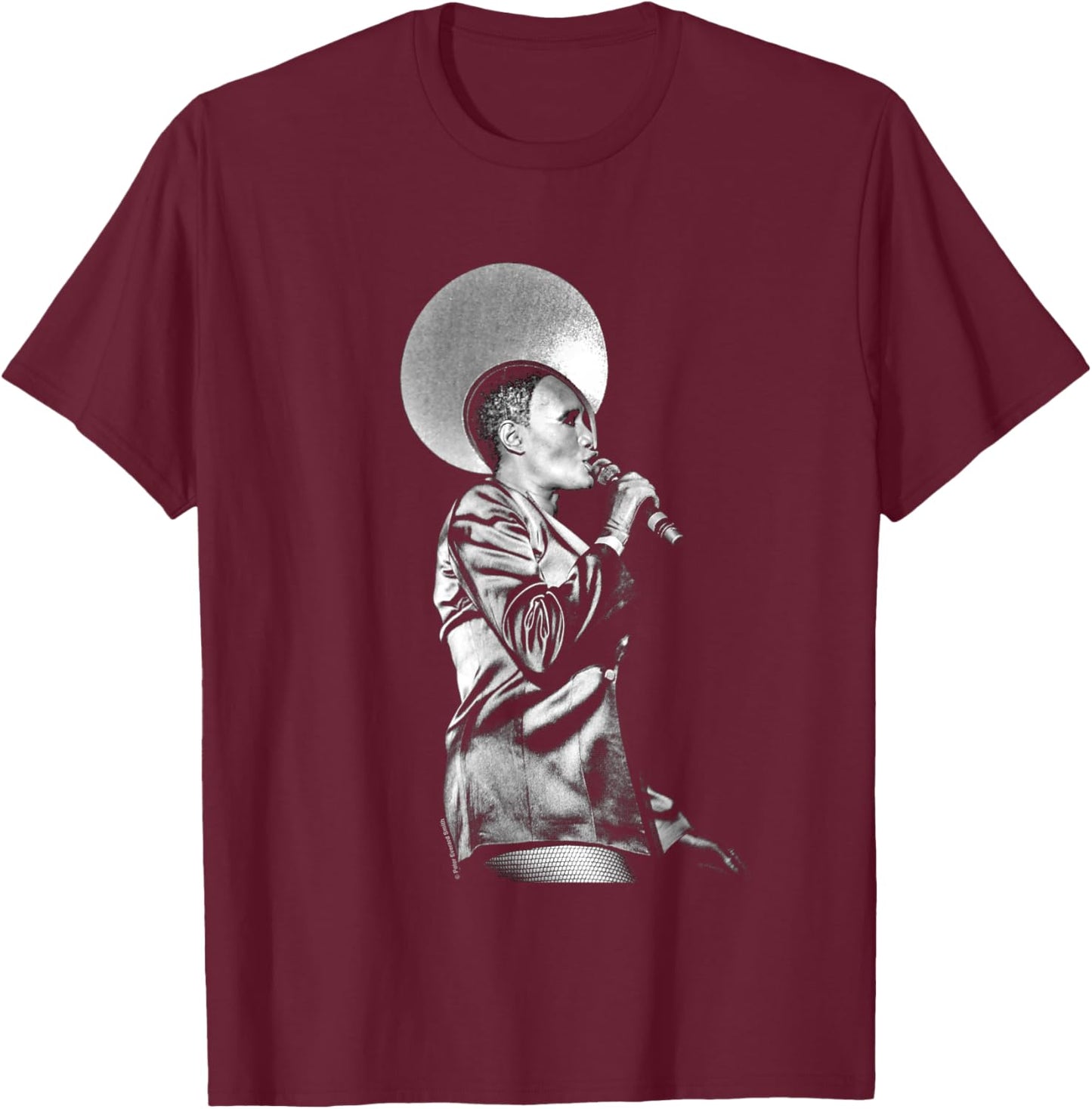 Grace Jones Live Black And White By Everard Smith T-Shirt - T-Shirt | Maroon