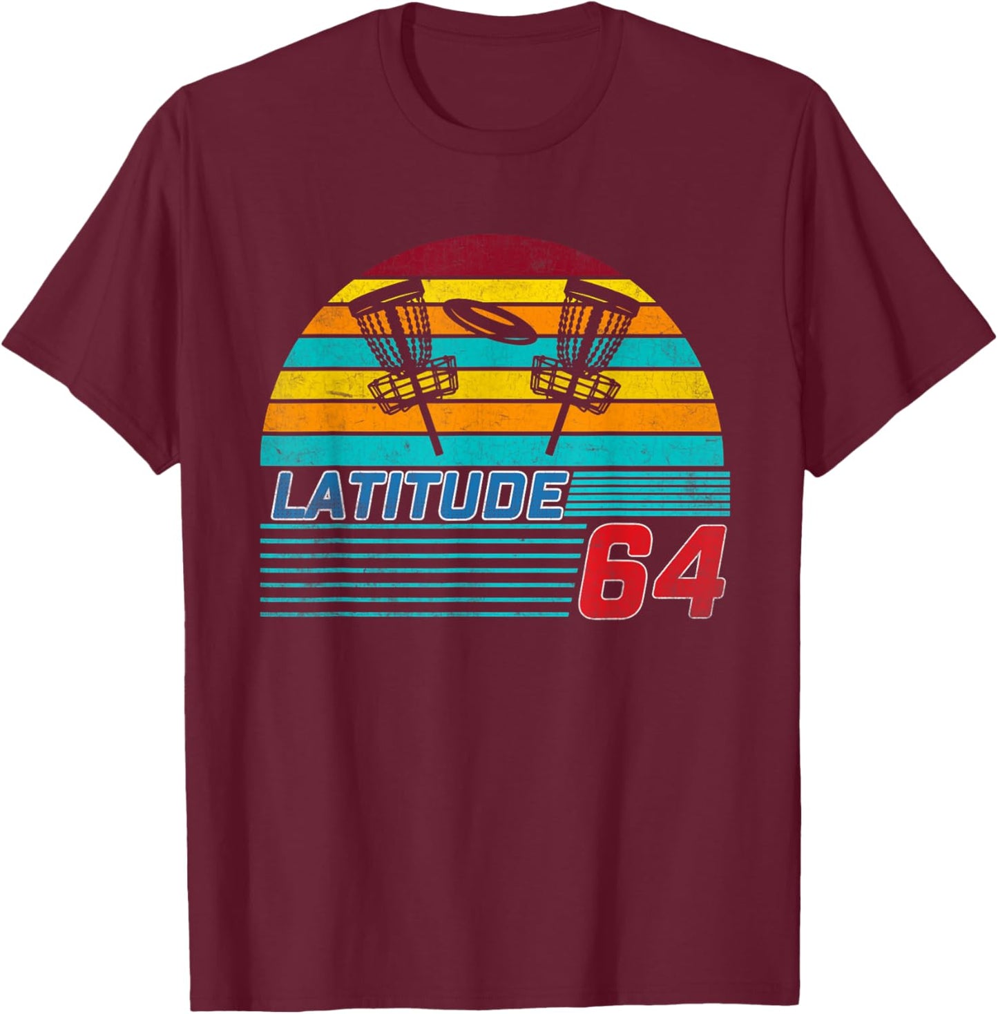 Latitude 64 Disc Golf Retro Vintage Men Women T-Shirt - T-Shirt | Maroon