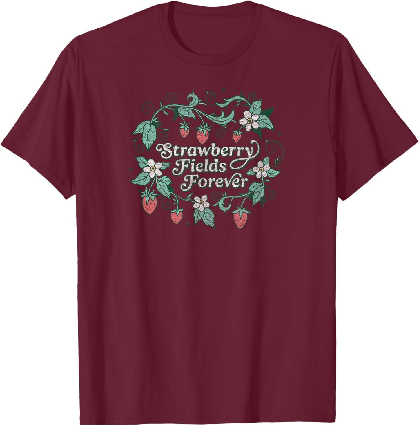 The Beatles - Strawberry Fields Forever , Black, S T-Shirt - T-Shirt | Maroon