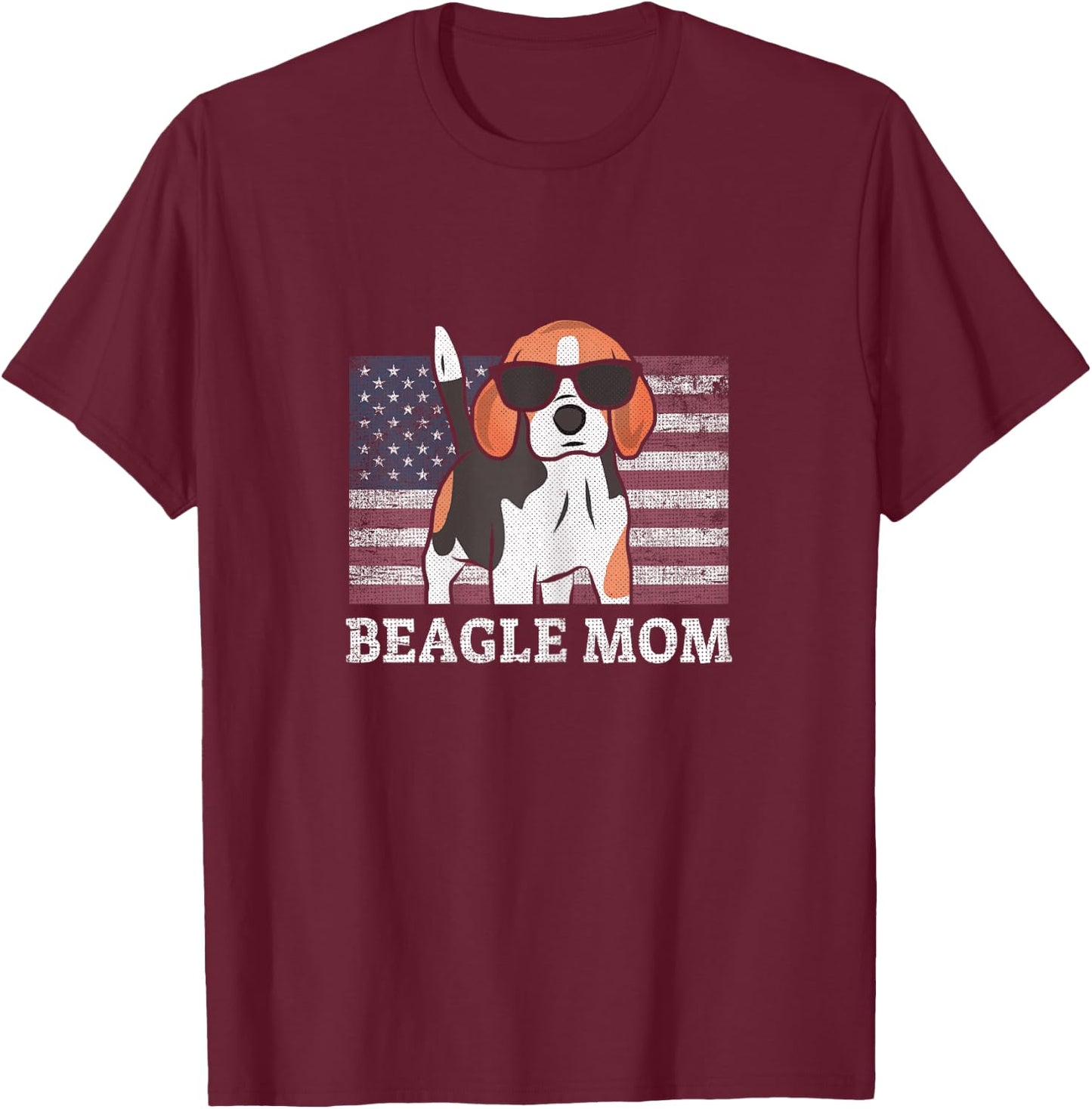 Beagle Mom American Flag 4th of July Patriotic USA Design Women T-Shirt - T-Shirt | Maroon
