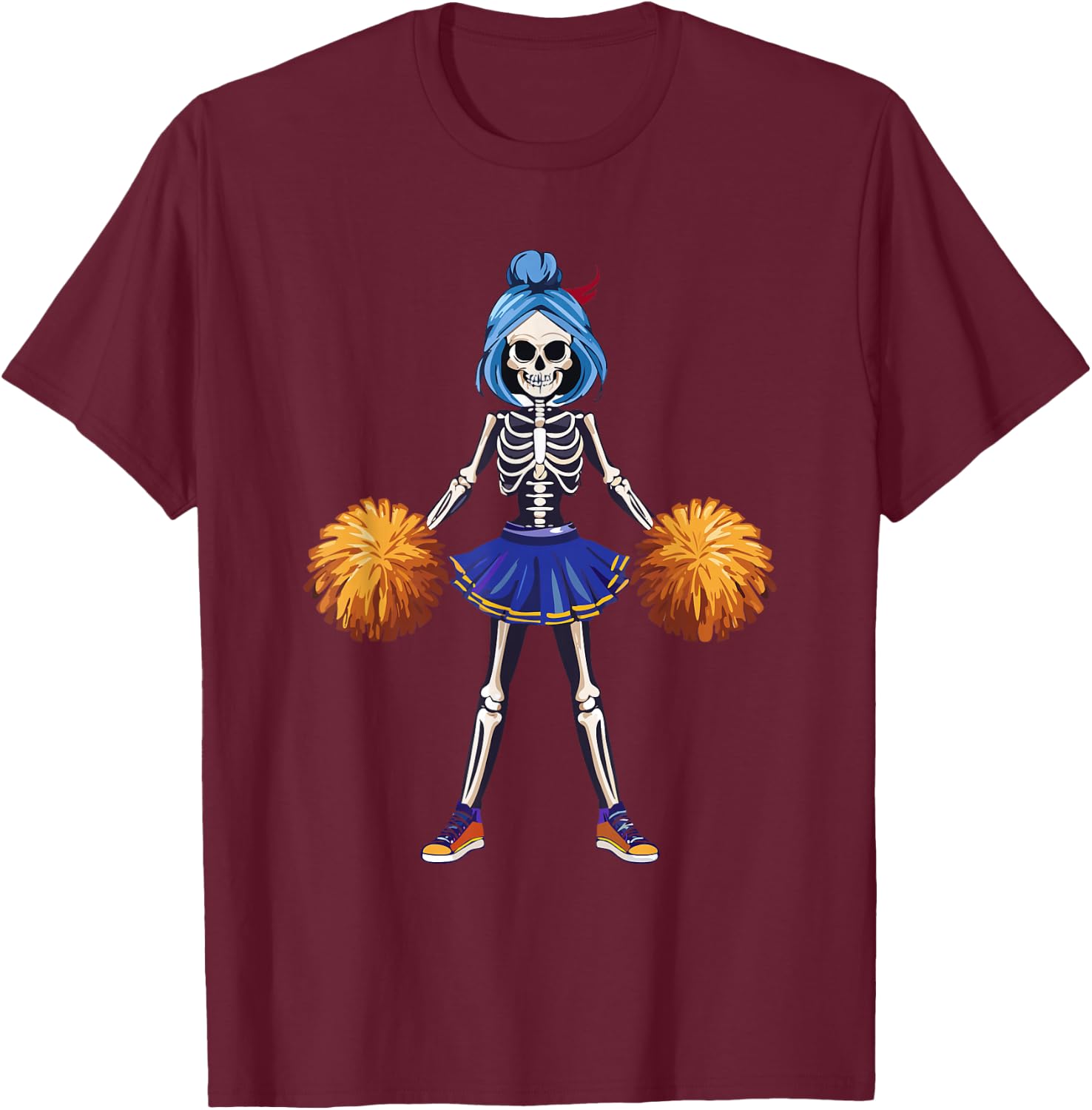 Funny Scary Goth Girl Halloween Cheerleader Costume T-Shirt - T-Shirt | Maroon