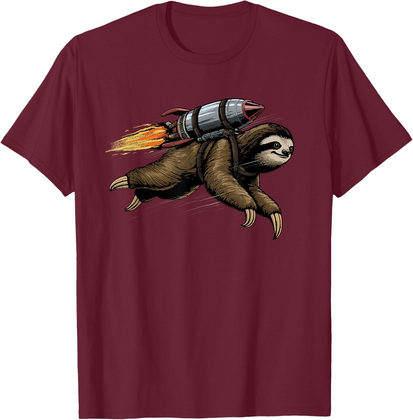 Sloth Shirt Funny Rocket Sloth Lazy Space Traveller Speed T-Shirt - T-Shirt | Maroon
