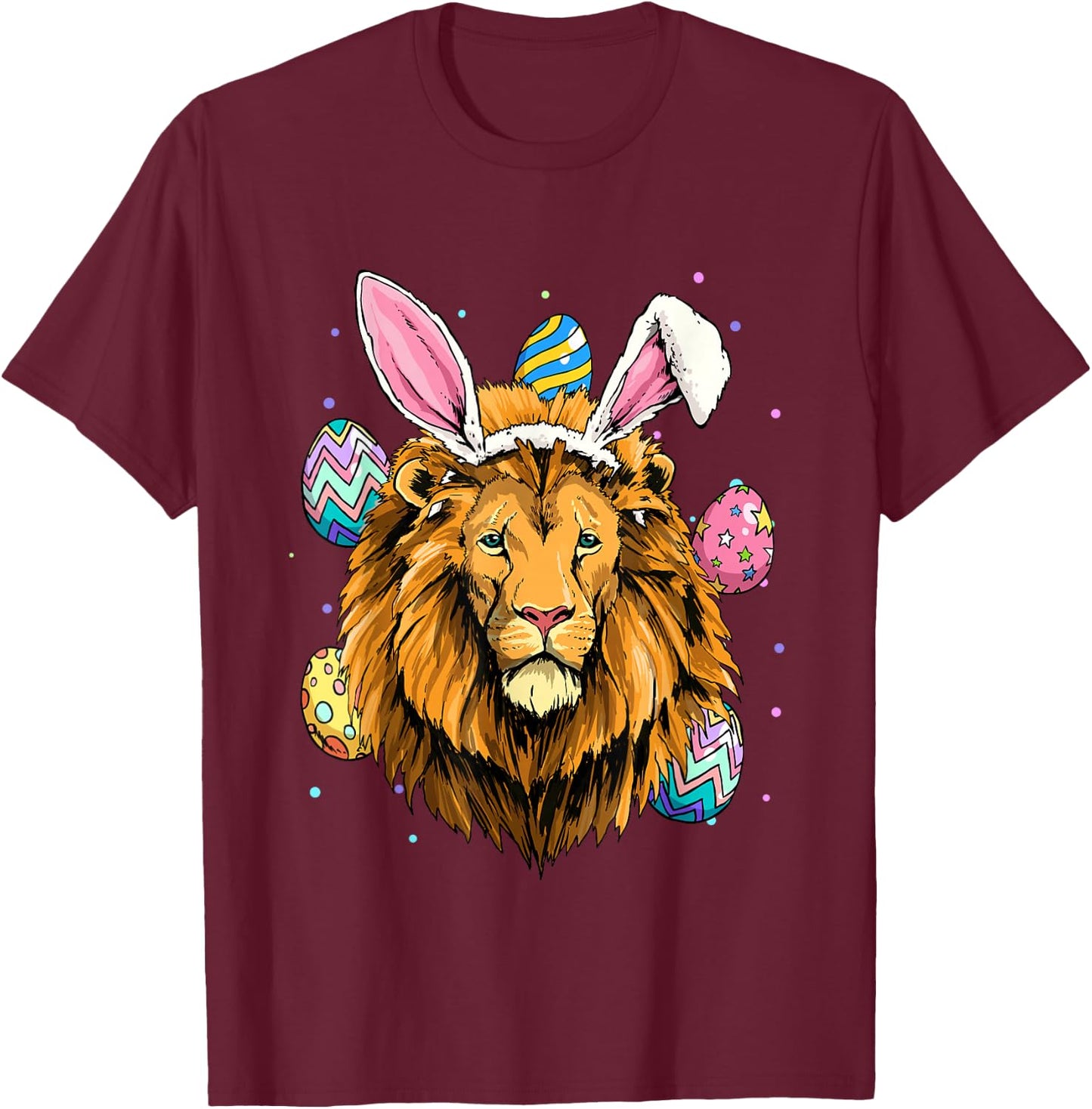 Easter Bunny Lion Funny Easter Lion T-Shirt - T-Shirt | Maroon