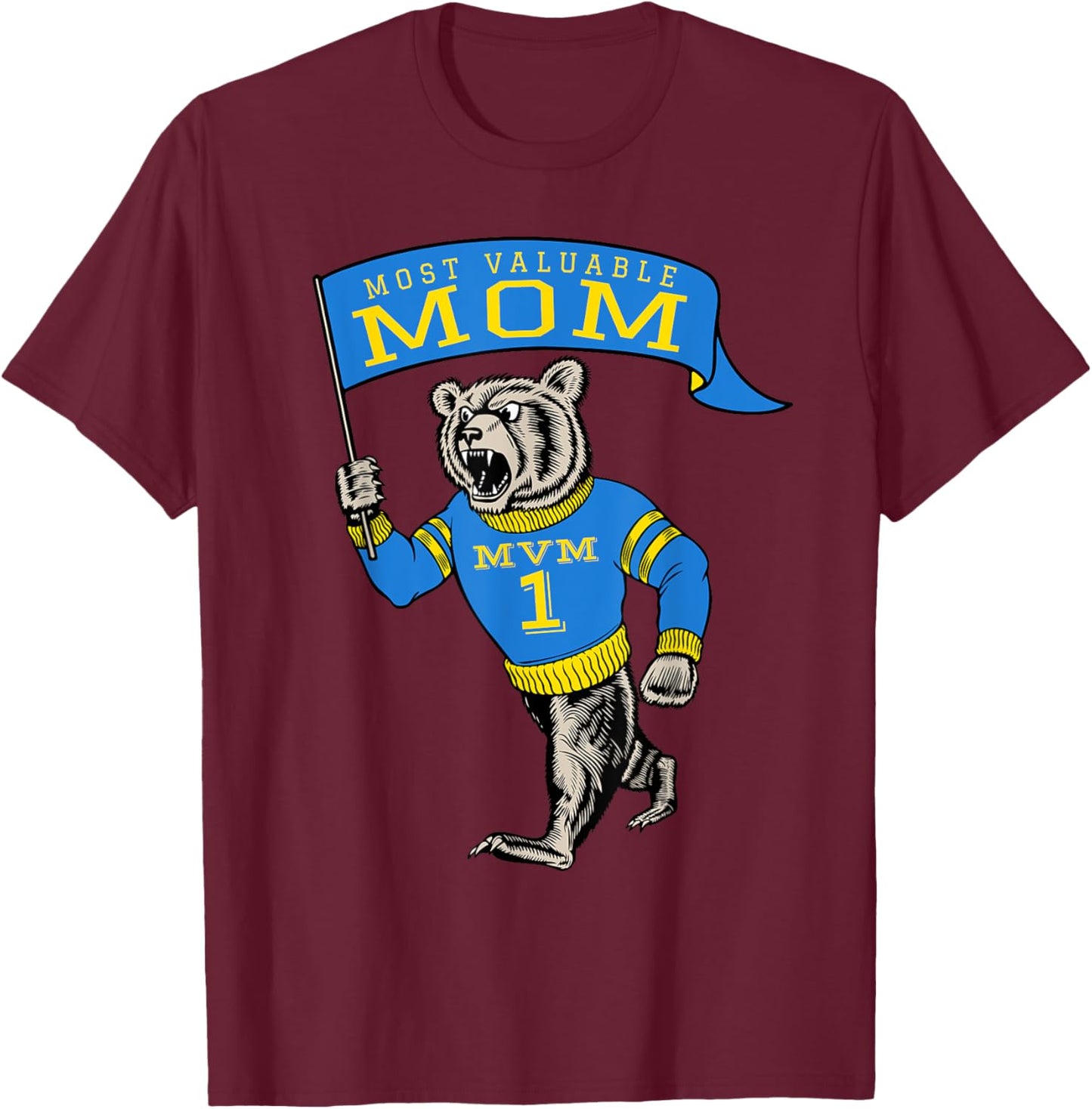 Cute Mom Most Valuable Number 1 Funny Saying T-Shirt - T-Shirt | Maroon