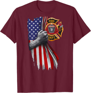 Firefighter american flag T-Shirt - T-Shirt | Maroon