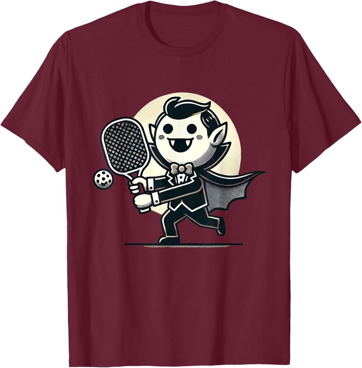 Vampire Pickleball Player Funny Halloween Costume Sports T-Shirt - T-Shirt | Maroon