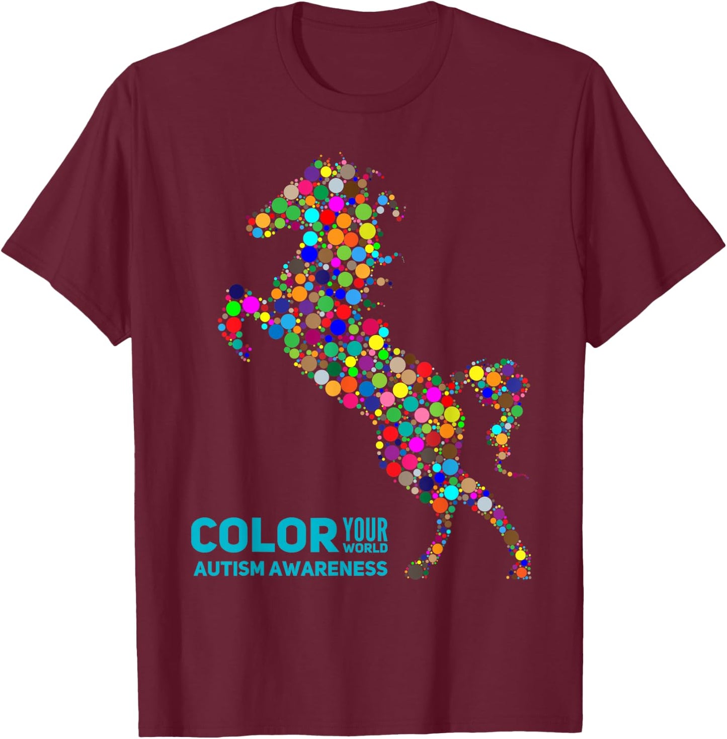 Equine Therapy Autism Awareness Horse T Shirt Gift T-Shirt - T-Shirt | Maroon