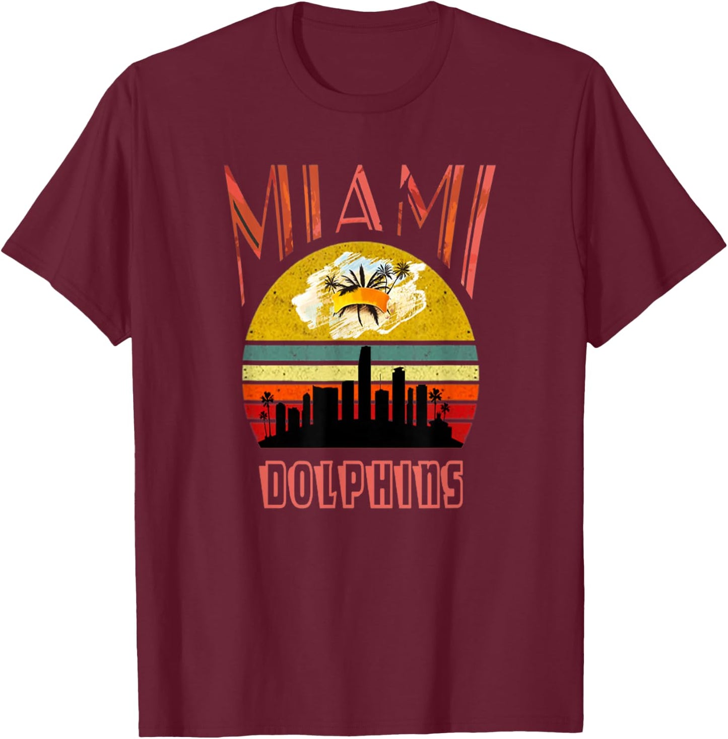 Retro Miami Vintage Dolphin Shirt Miami Area Dolphin T-Shirt - T-Shirt | Maroon