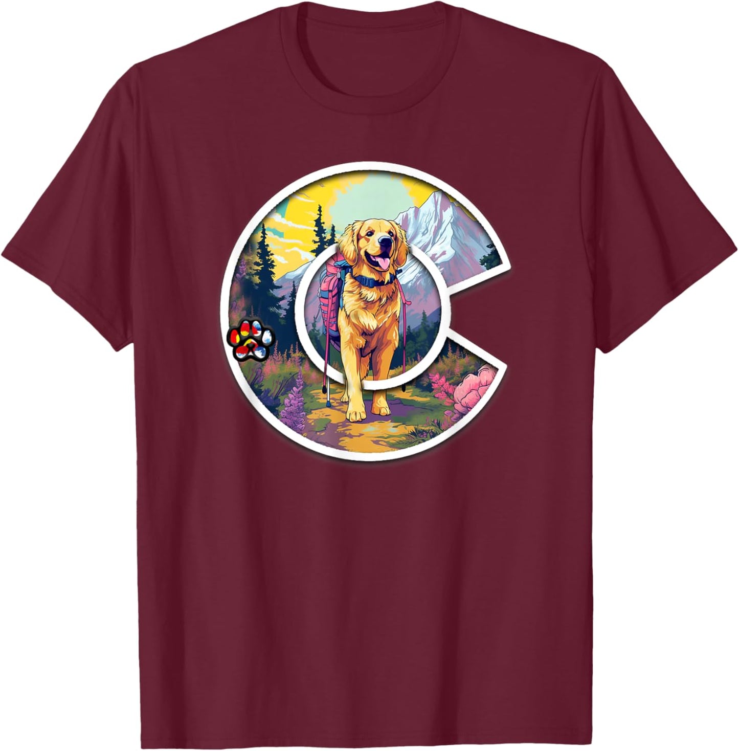 Colorado Golden Retriever - Cute Dog - Rocky Mountains Women Kids T-Shirt - T-Shirt | Maroon