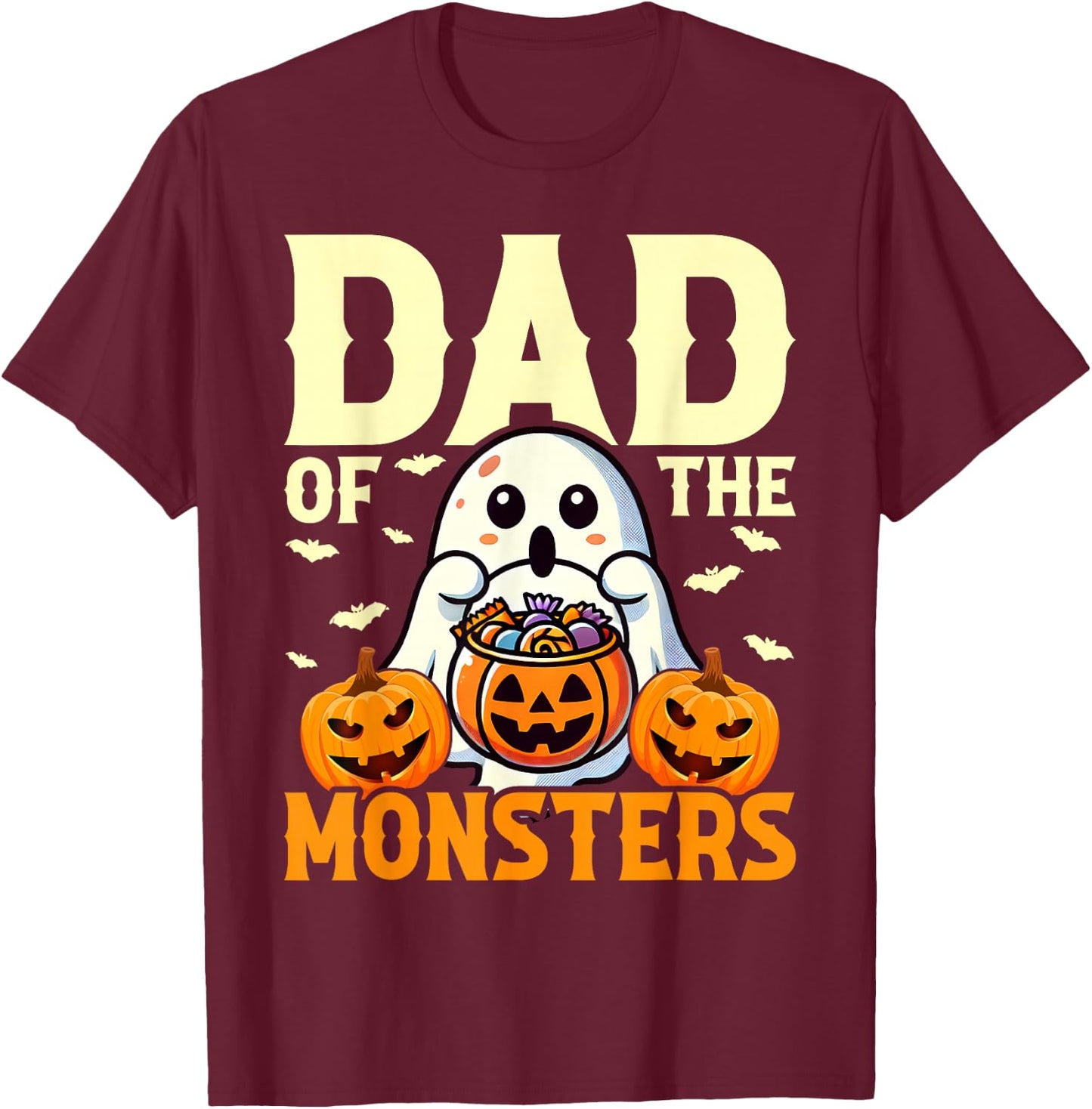 Halloween Dad Of Monsters Funny Family Costume Papa Daddy T-Shirt - T-Shirt | Maroon