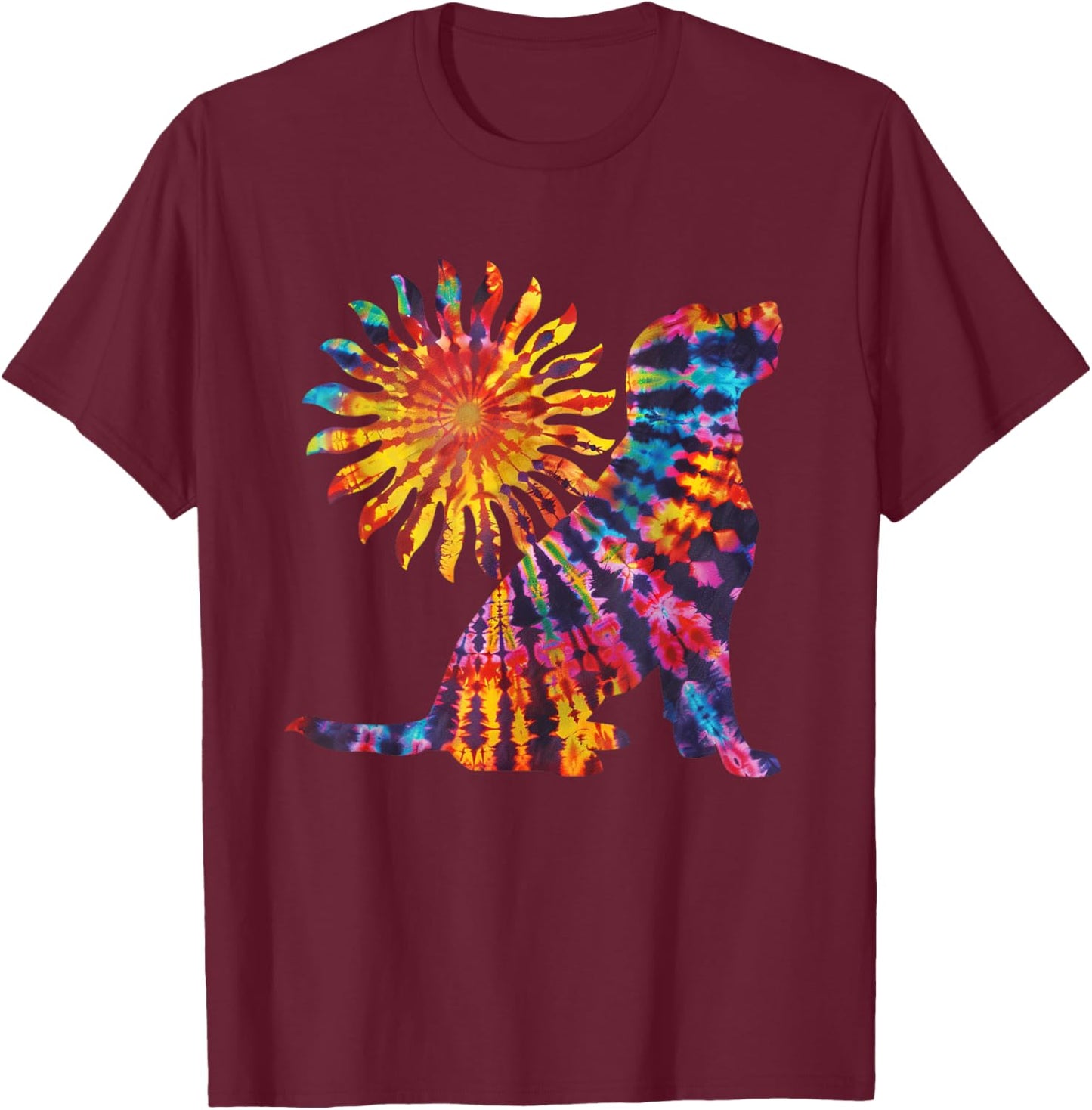 Labrador Retriever Dog Tie Dye Art Print Shirt Women Men T-Shirt - T-Shirt | Maroon