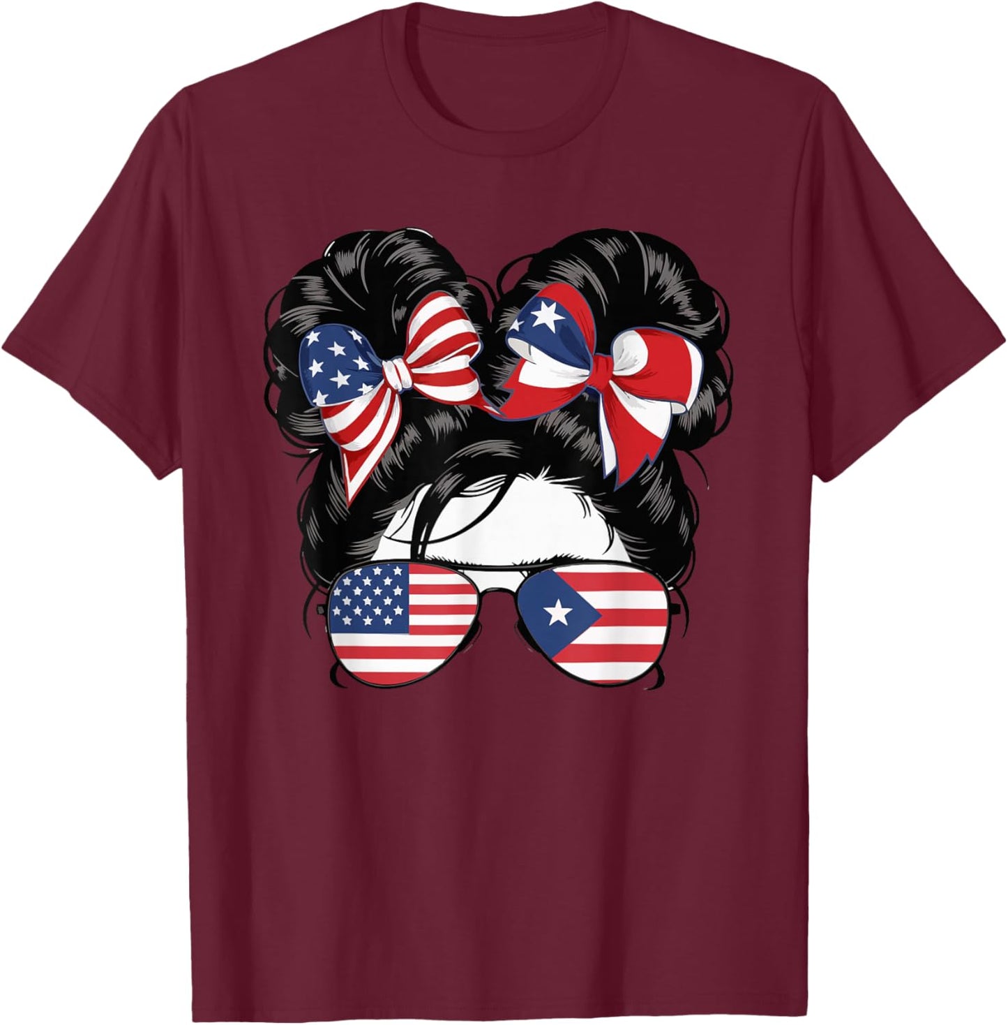 Half Puerto Rican Half American USA Flag Puerto Rico T-Shirt - T-Shirt | Maroon