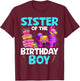 Sister Of The Birthday Boy Llama Family Party Decorations T-Shirt - T-Shirt | Maroon