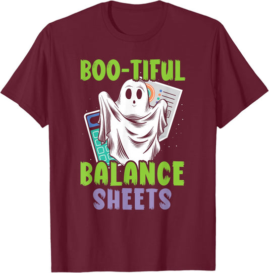 Boo-tiful Balance Sheets Scary Accountant Halloween T-Shirt - T-Shirt | Maroon