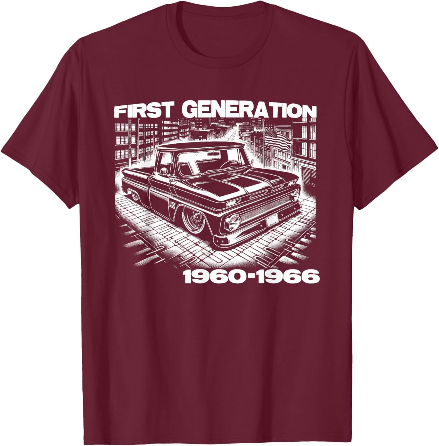C10 Truck First Generation Custom 10 Classic C10 Truck T-Shirt - T-Shirt | Maroon