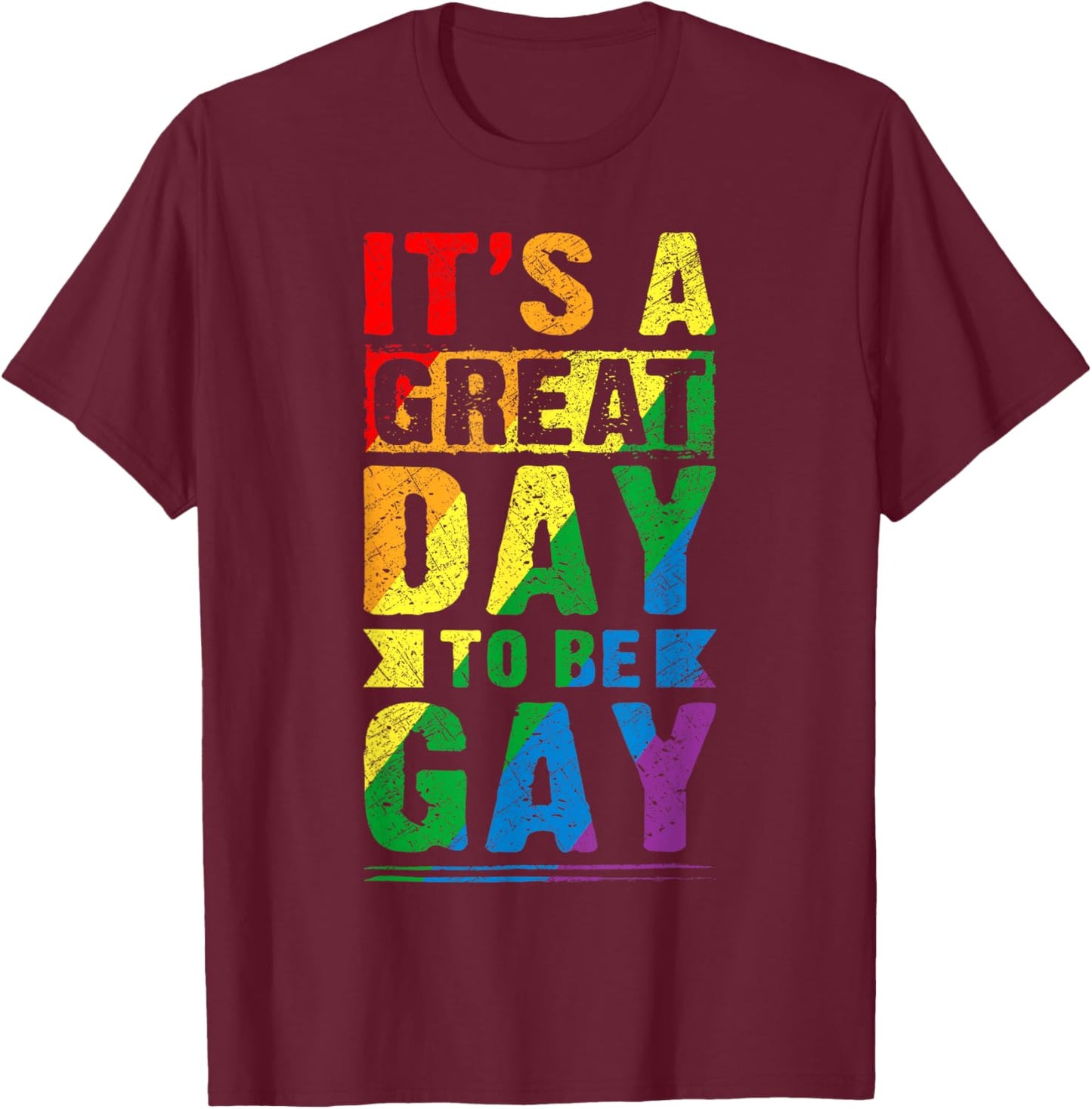 LGBT Spruch, Regenbogen LGBT Pride Flaggenfarben T-Shirt - T-Shirt | Maroon