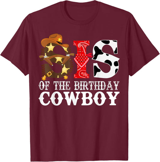 Sister 1st First Birthday Cowboy Western Rodeo PartyMatching T-Shirt - T-Shirt | Maroon