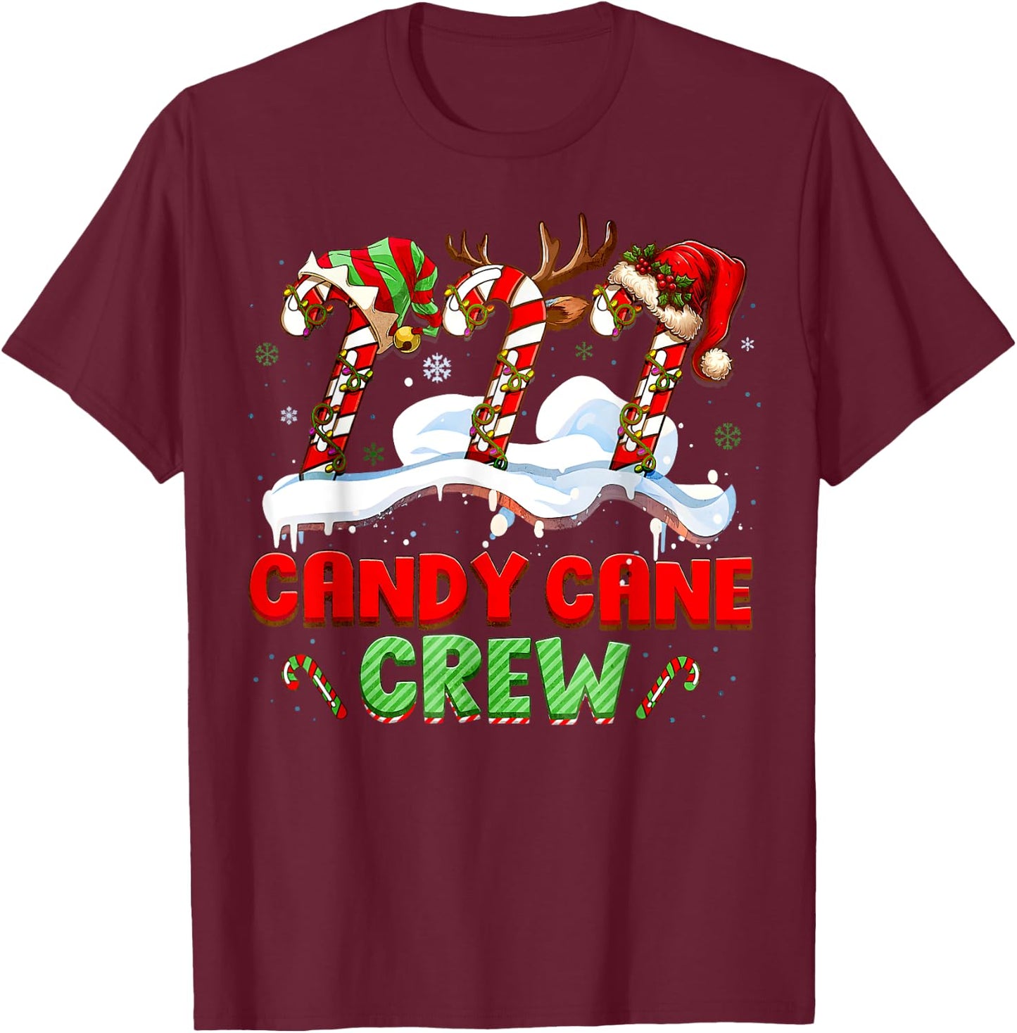 Candy Cane Crew Funny Christmas Candy Lover Xmas Kids T-Shirt - T-Shirt | Maroon