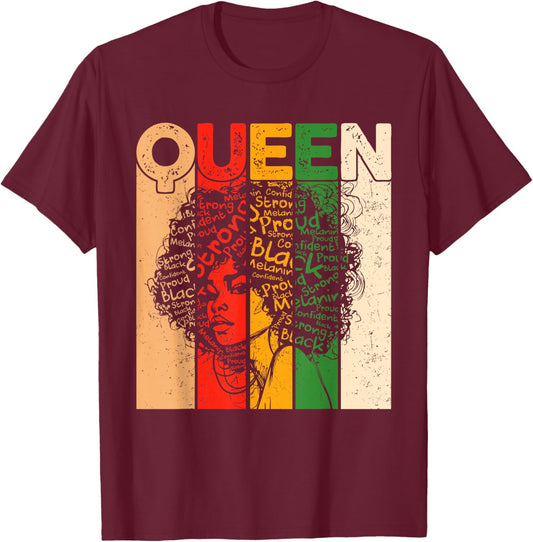 Juneteenth Black History African Queen Freedom 1865 T-Shirt - T-Shirt | Maroon