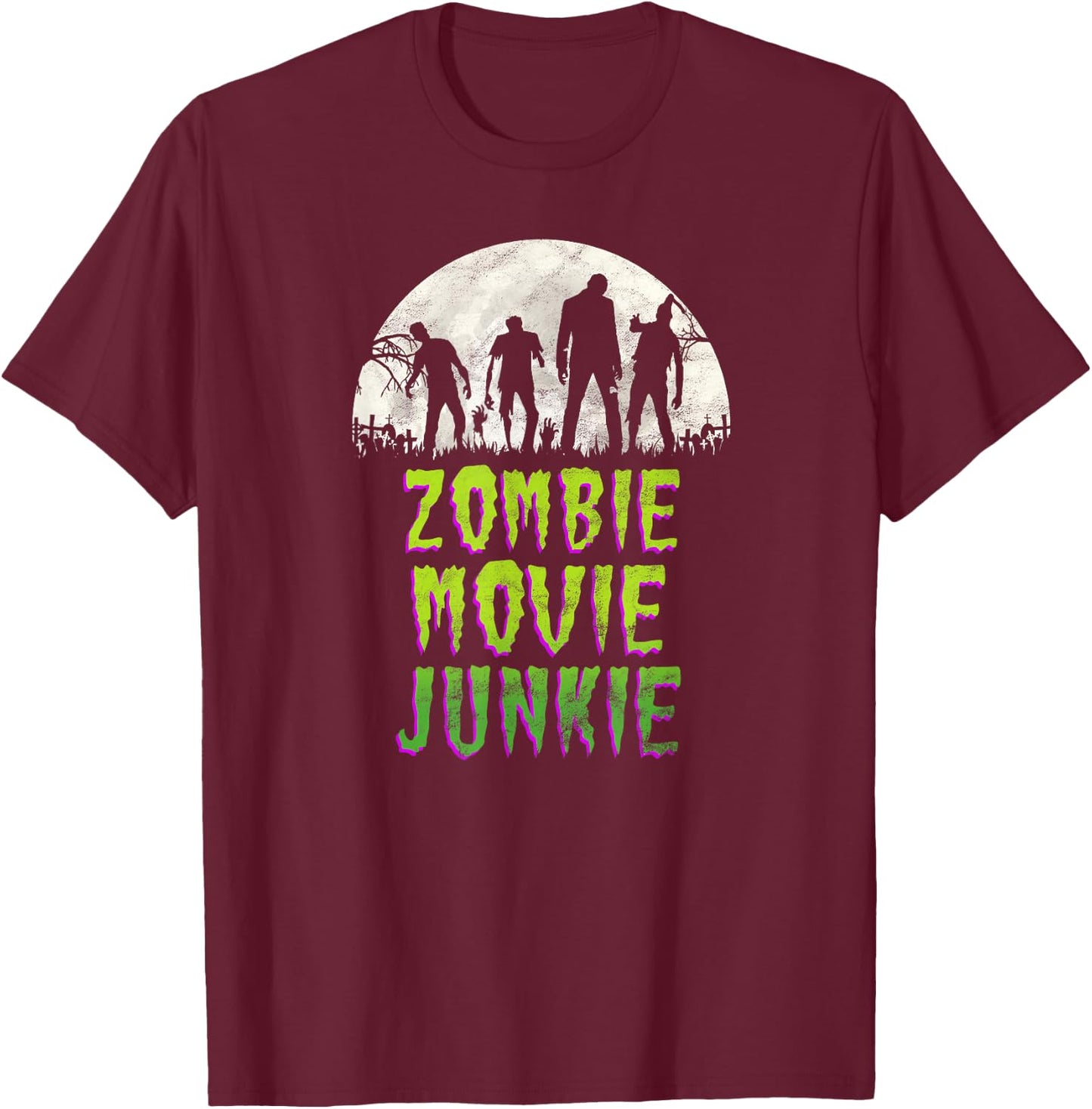 Vintage Horror Zombie Movie Junkie Retro 80s Films T-Shirt - T-Shirt | Maroon