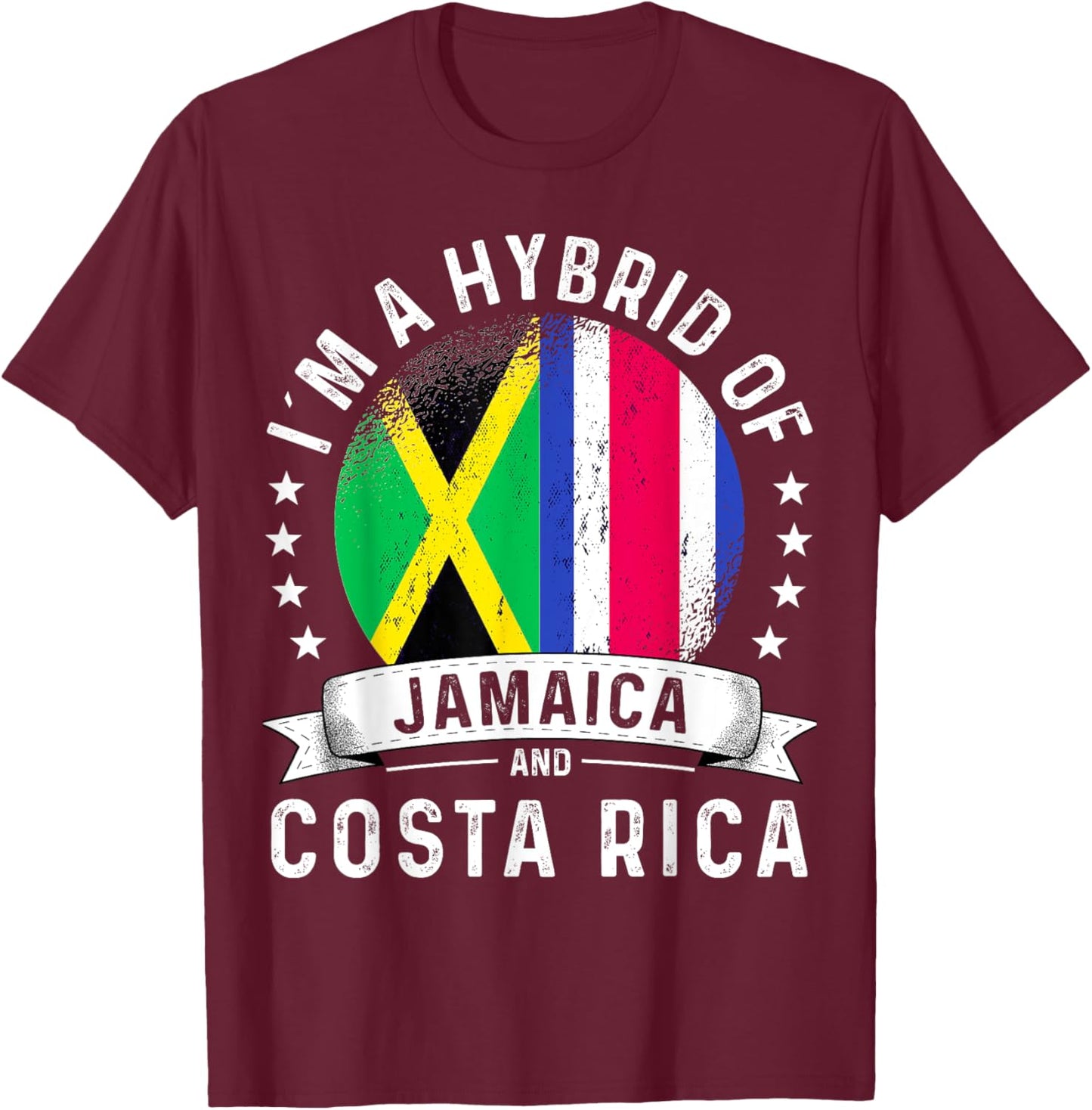 Jamaica Flag Costa Rica Grown Country Costa Rican Flag T-Shirt - T-Shirt | Maroon