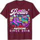 Roller Skating 8th Birthday Girls Rollin into 8 Awesome 2016 T-Shirt - T-Shirt | Maroon
